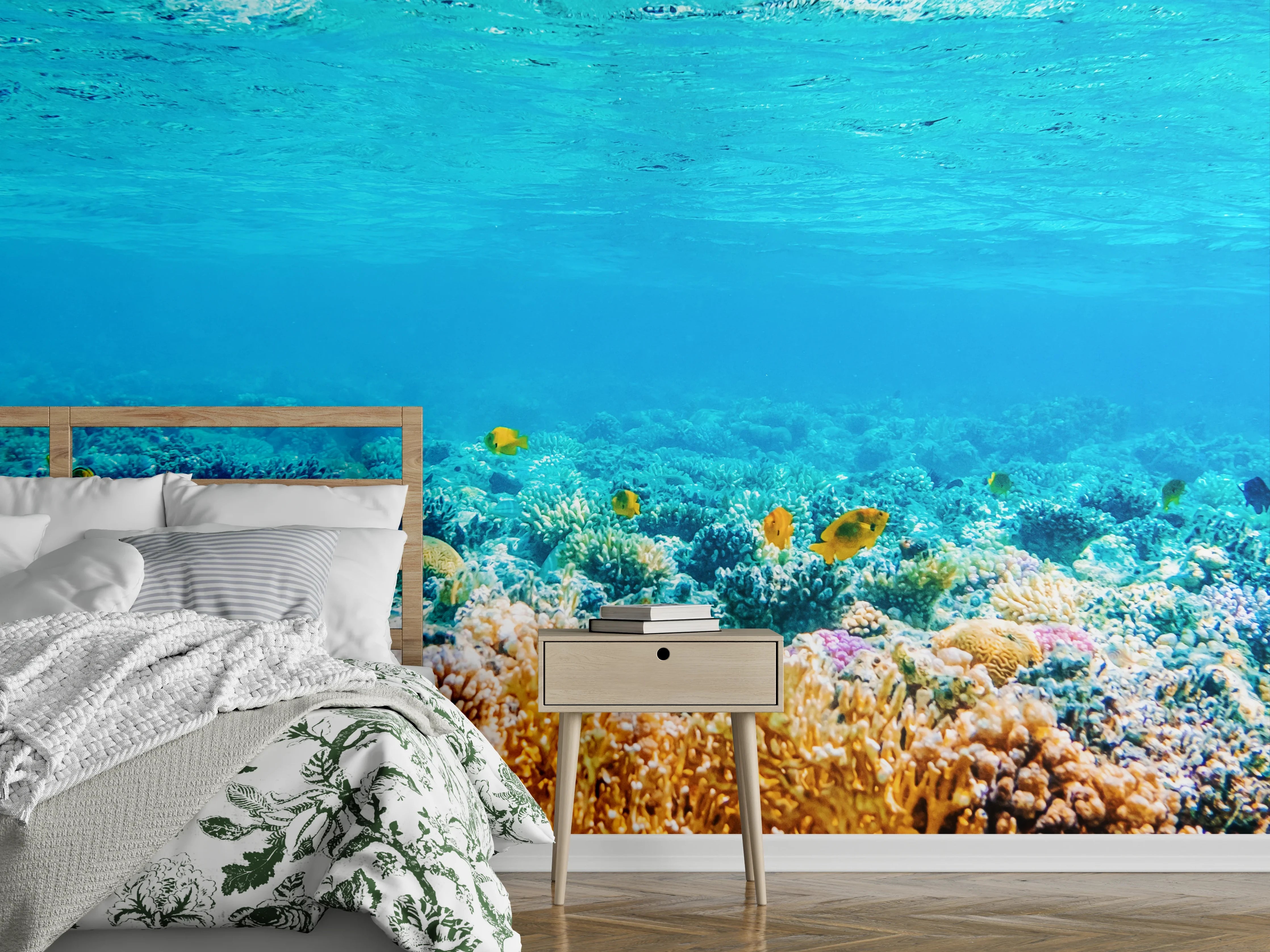 Wandverkleidung Schlafzimmer - Graue Eleganz im weißen Riff
