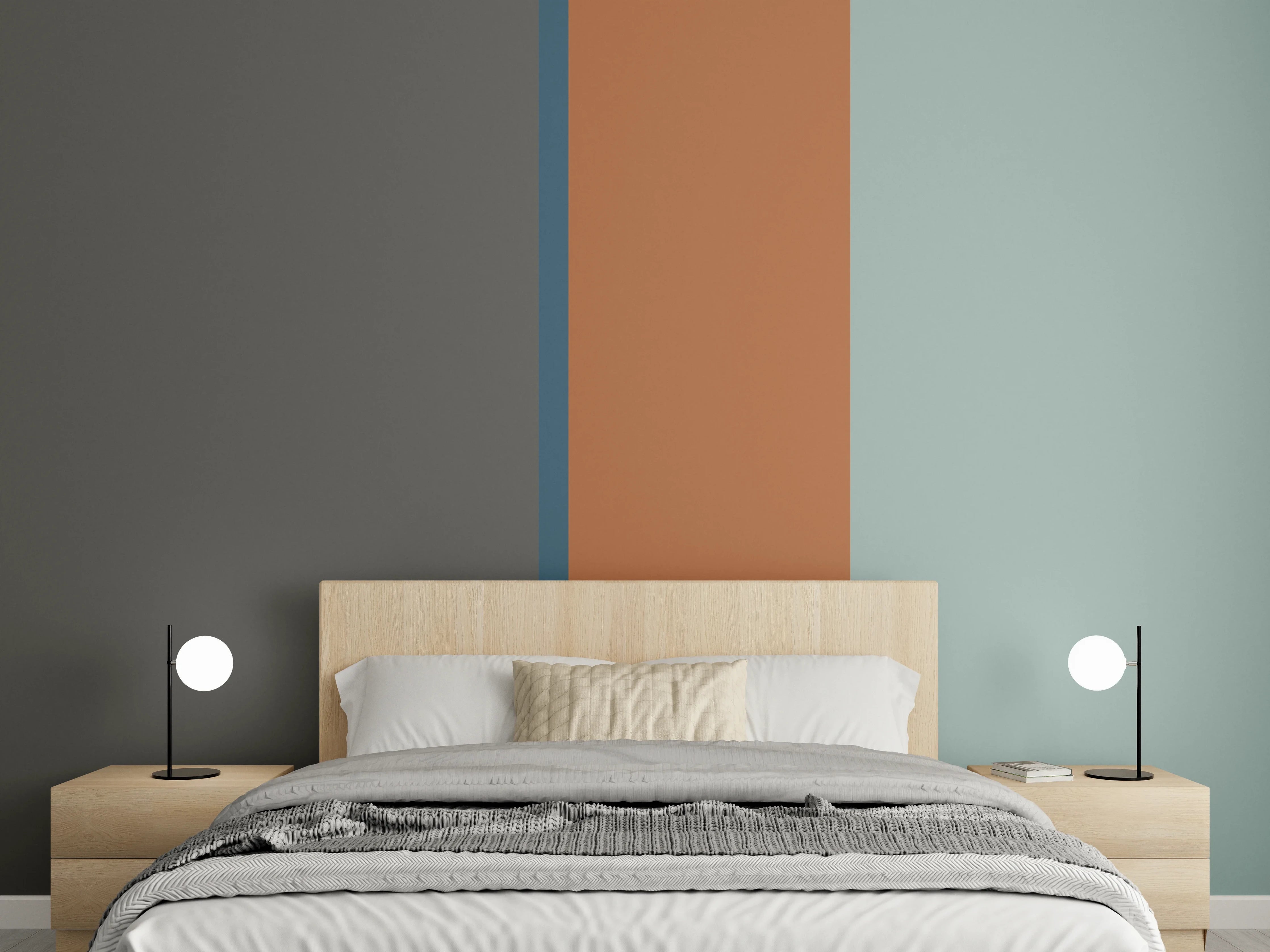 Wandverkleidung Schlafzimmer - Graue Eleganz: Abstrakte Farbakzente