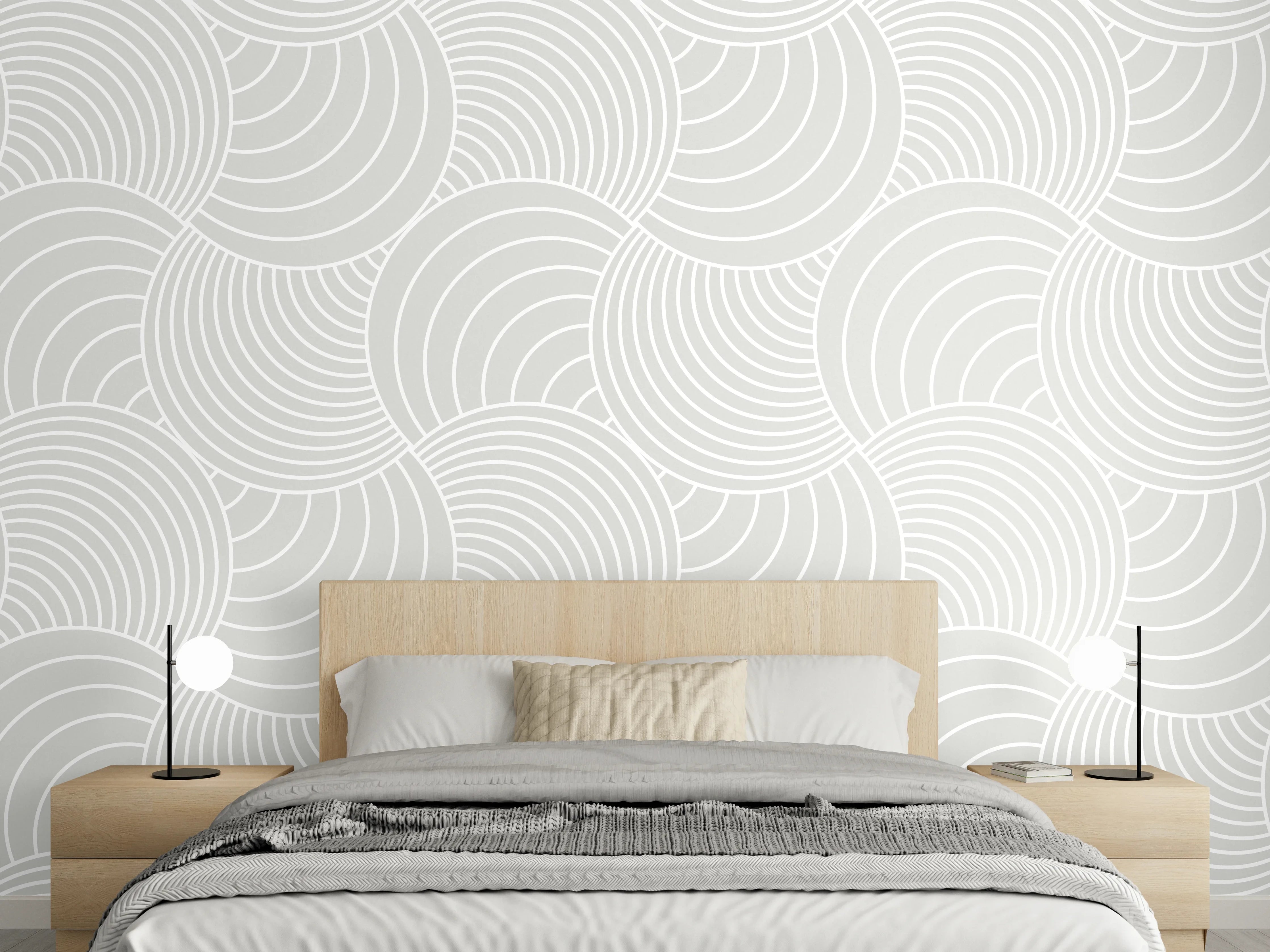 Wandverkleidung Schlafzimmer - Graue Eleganz: Neutrale Geometrie