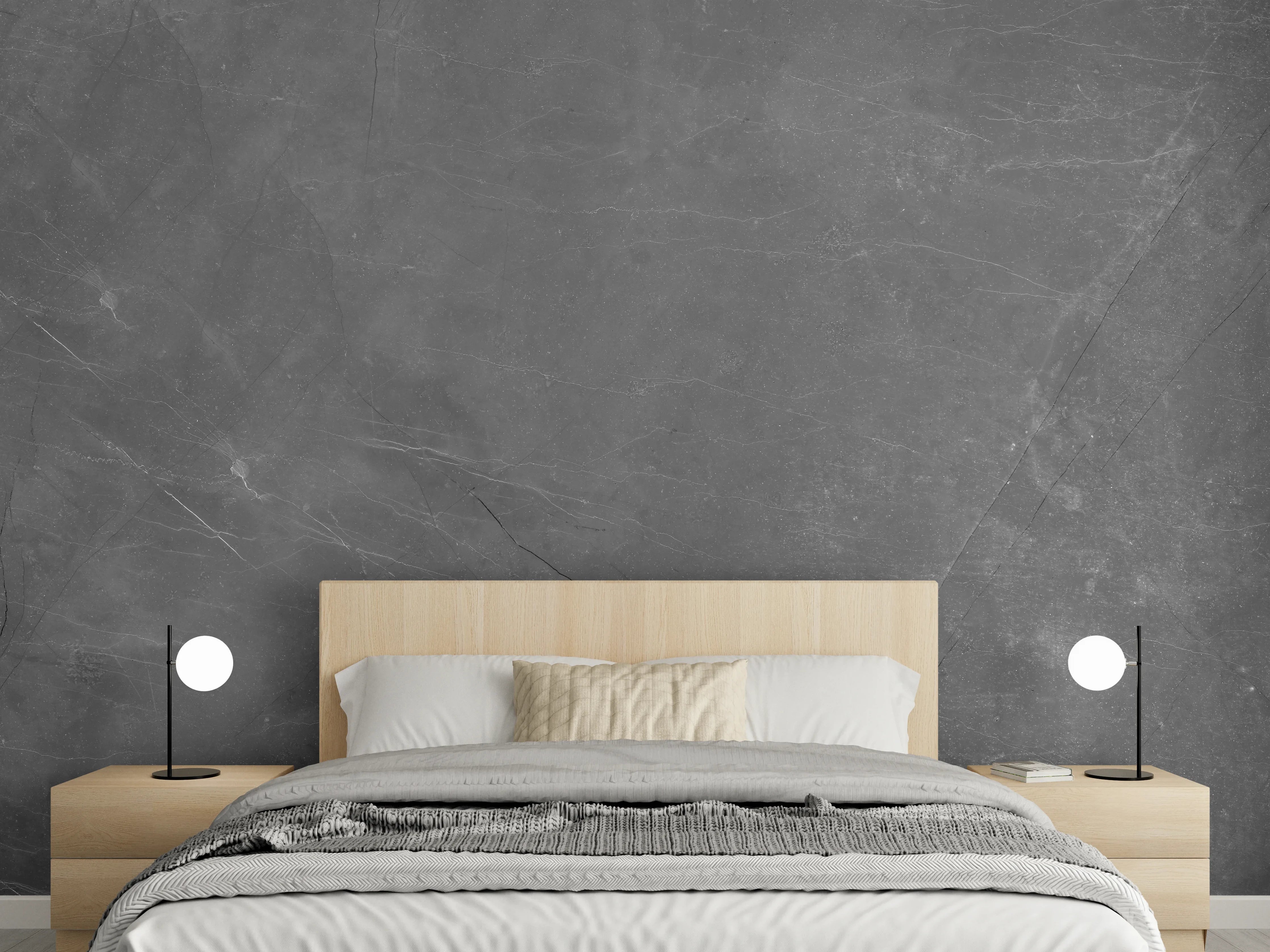 Wandverkleidung Schlafzimmer - Graue Marmor Textur mit Adern