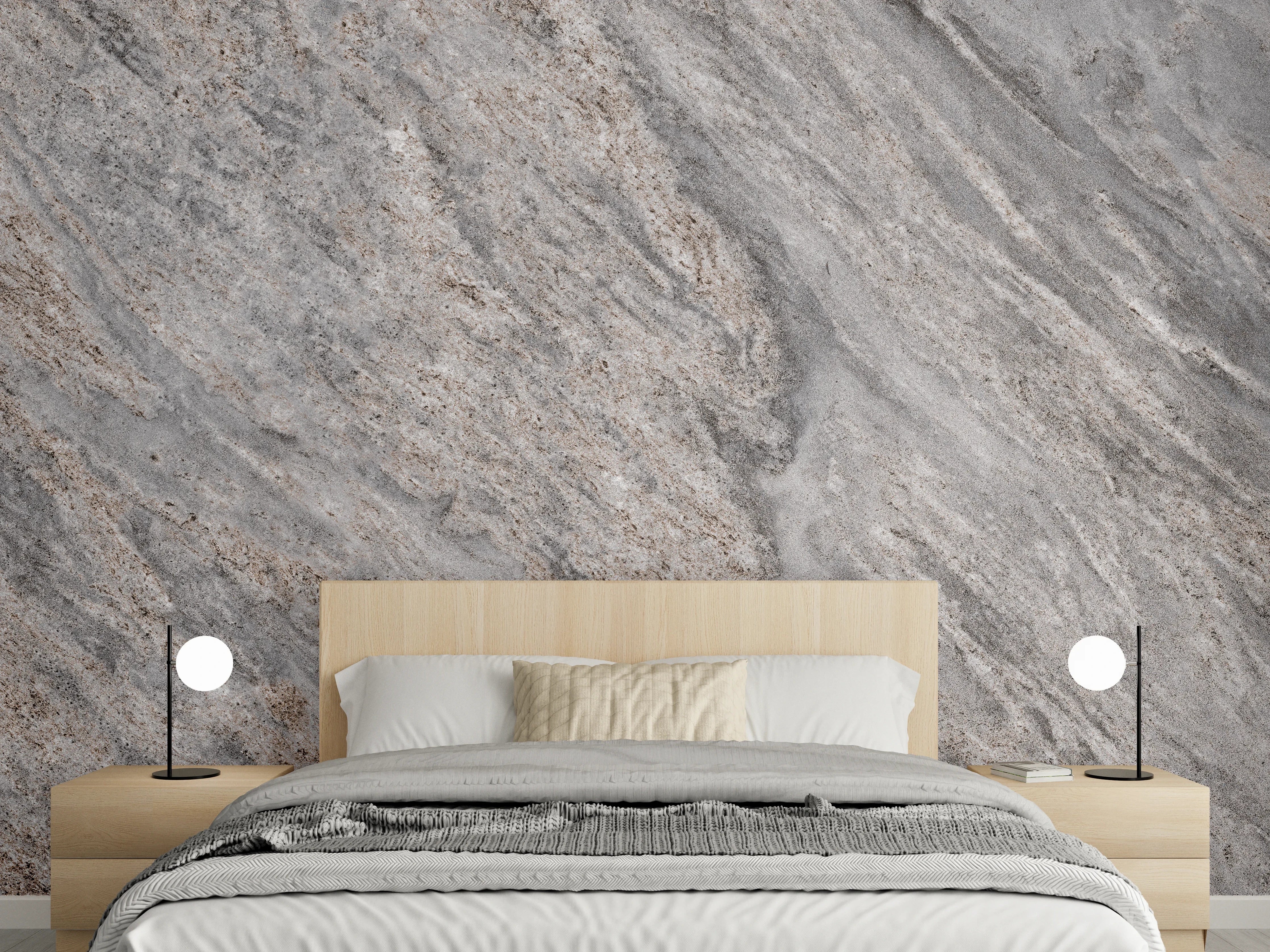Wandverkleidung Schlafzimmer - Graue Marmor-Textur mit Naturmuster
