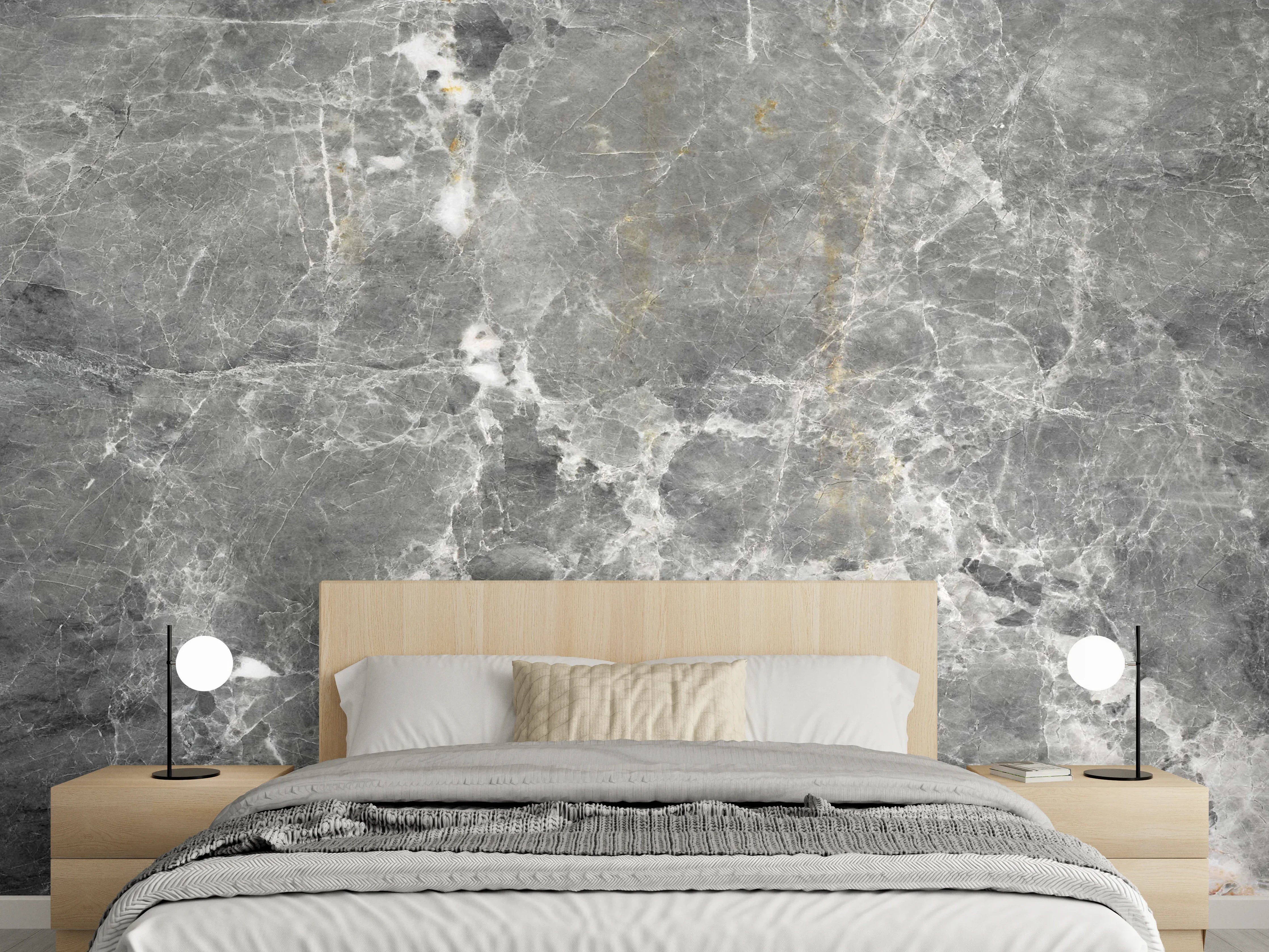 Wandverkleidung Schlafzimmer - Graue Marmorstein Textur