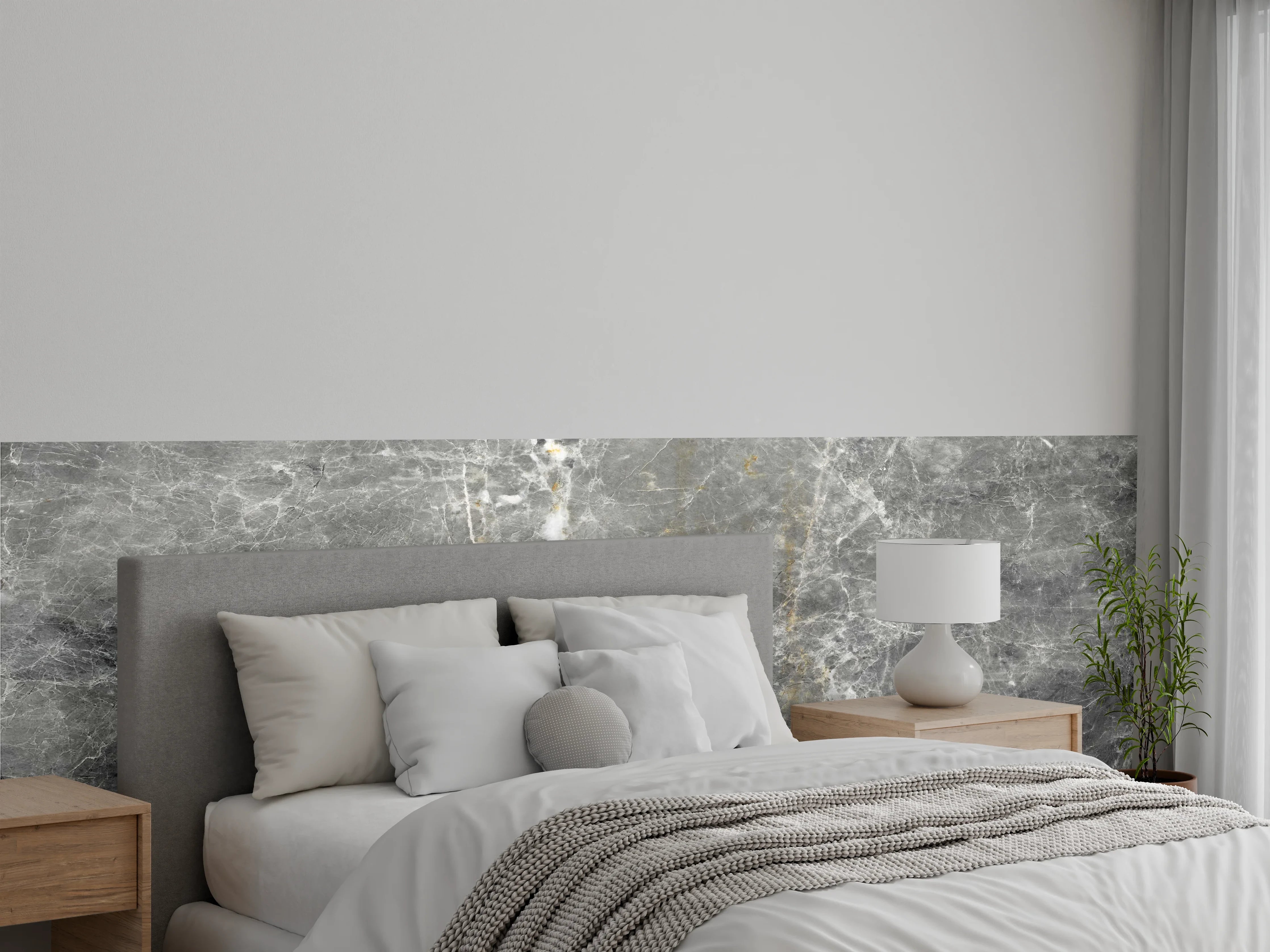 Wandverkleidung Schlafzimmer - Graue Marmorstein Textur