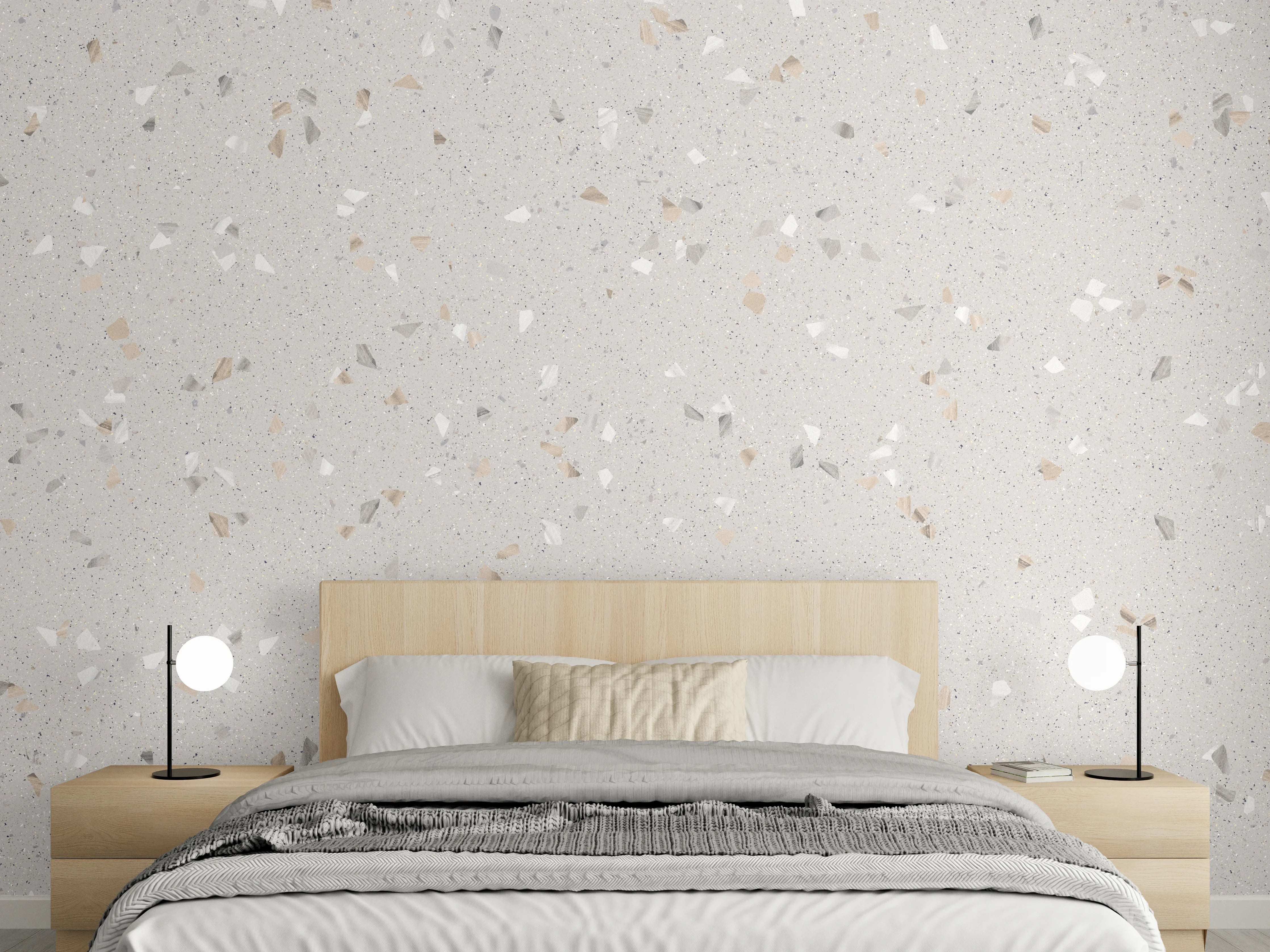 Wandverkleidung Schlafzimmer - Graue Mosaiksteine