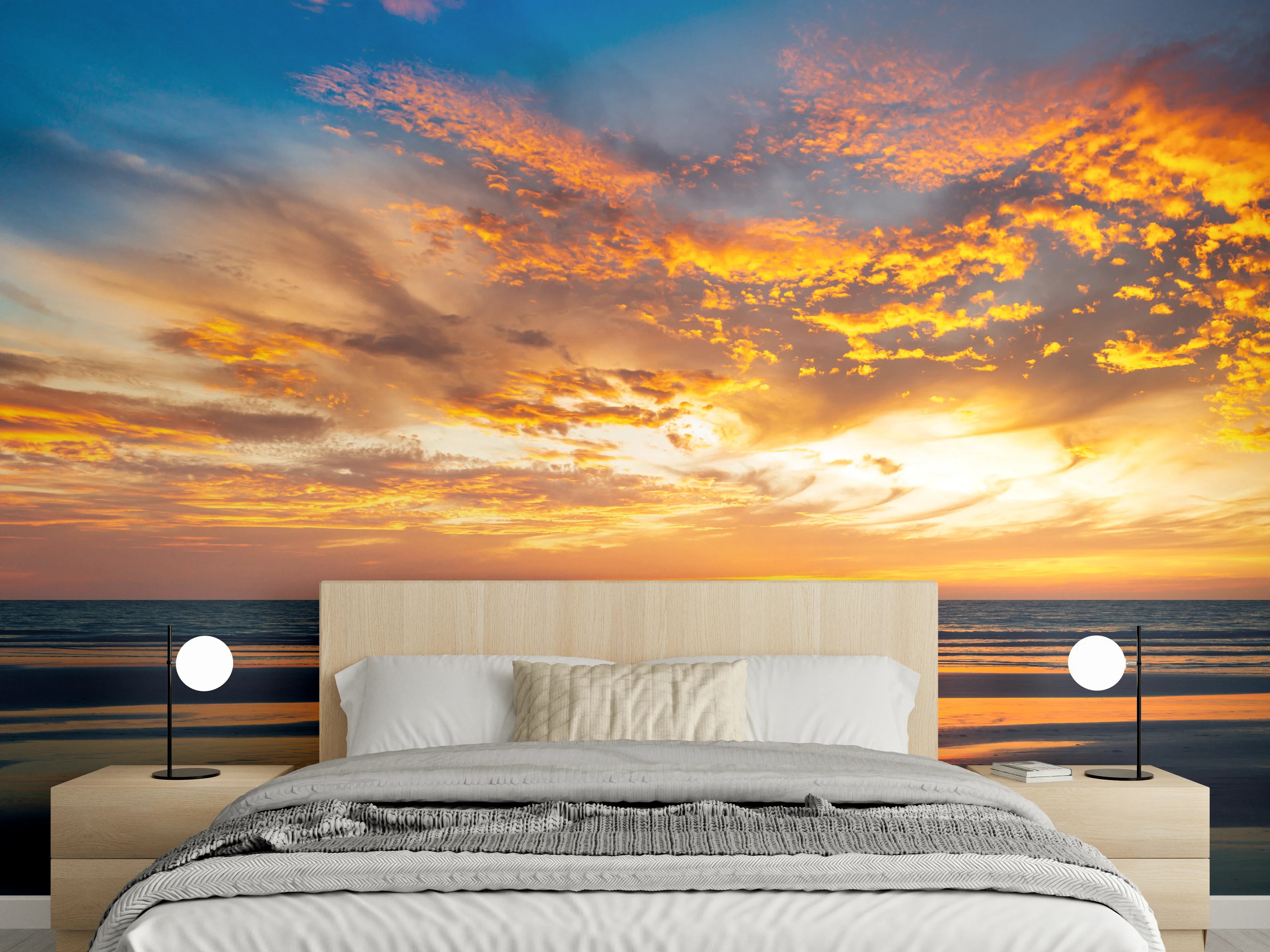 Wandverkleidung Schlafzimmer - Graue Stille am Ozean