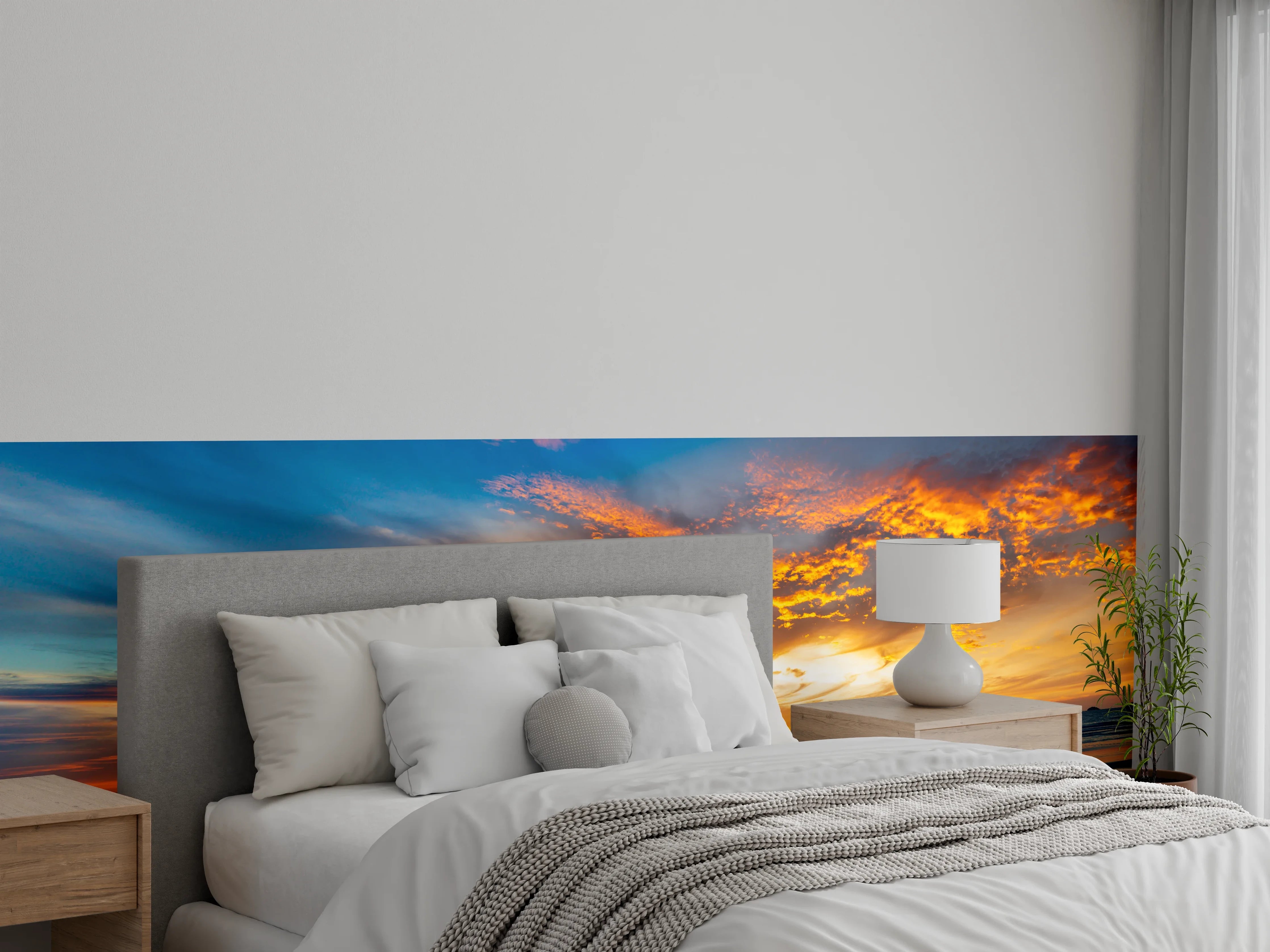 Wandverkleidung Schlafzimmer - Graue Stille am Ozean