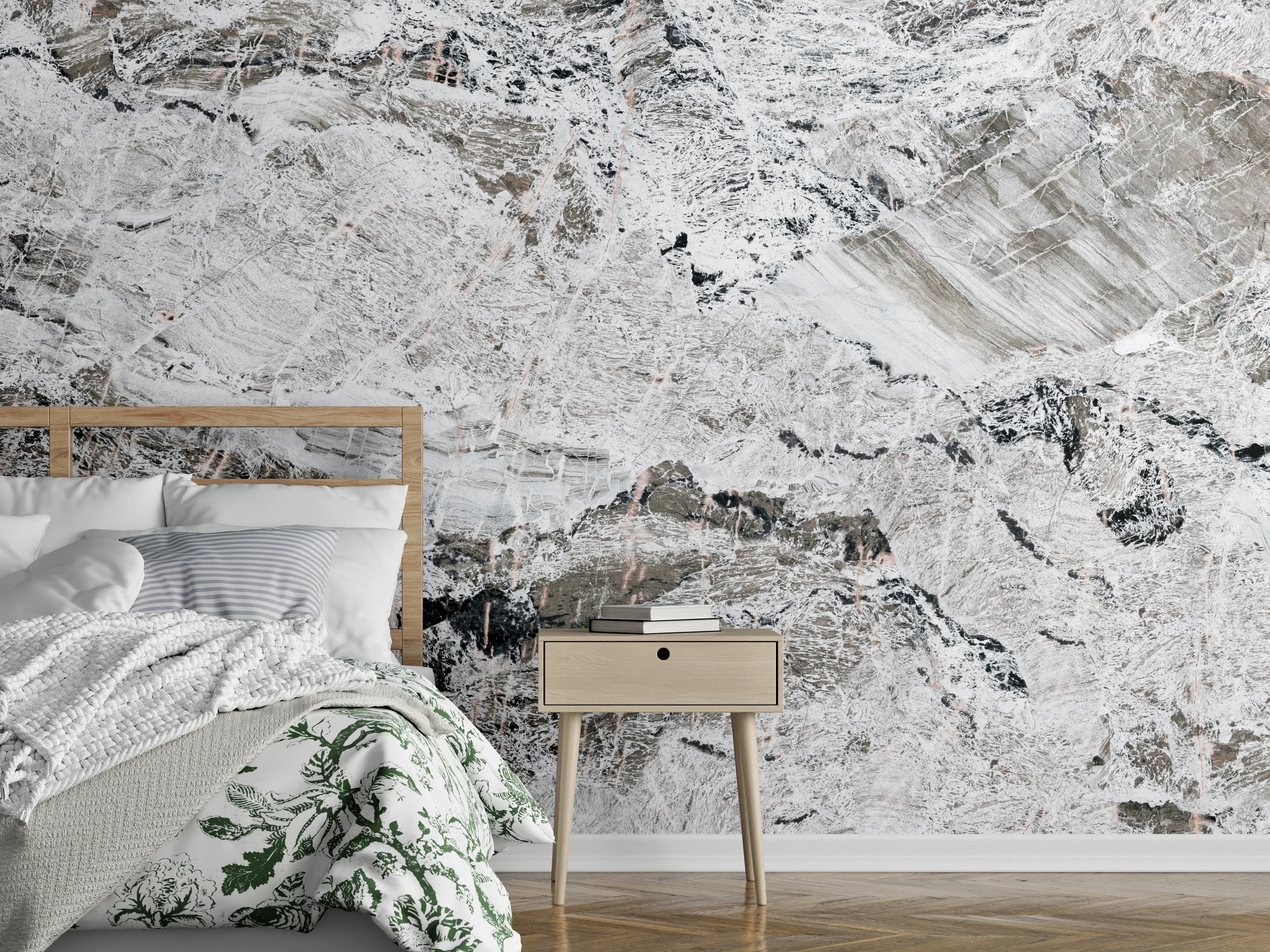 Wandverkleidung Schlafzimmer - Graue abstrakte Marmor Stein Textur
