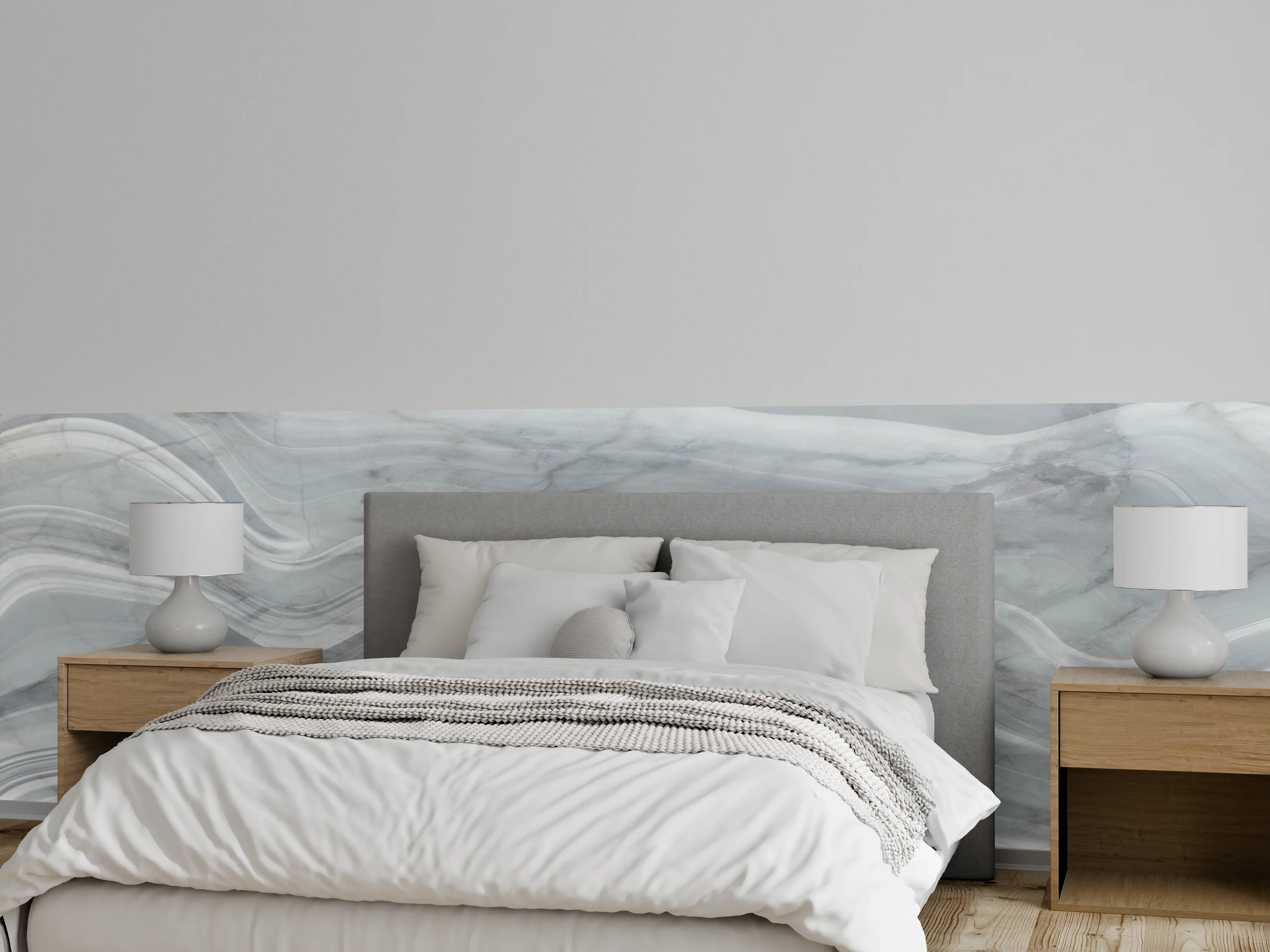 Wandverkleidung Schlafzimmer - Graue wellenförmige Marmor Textur