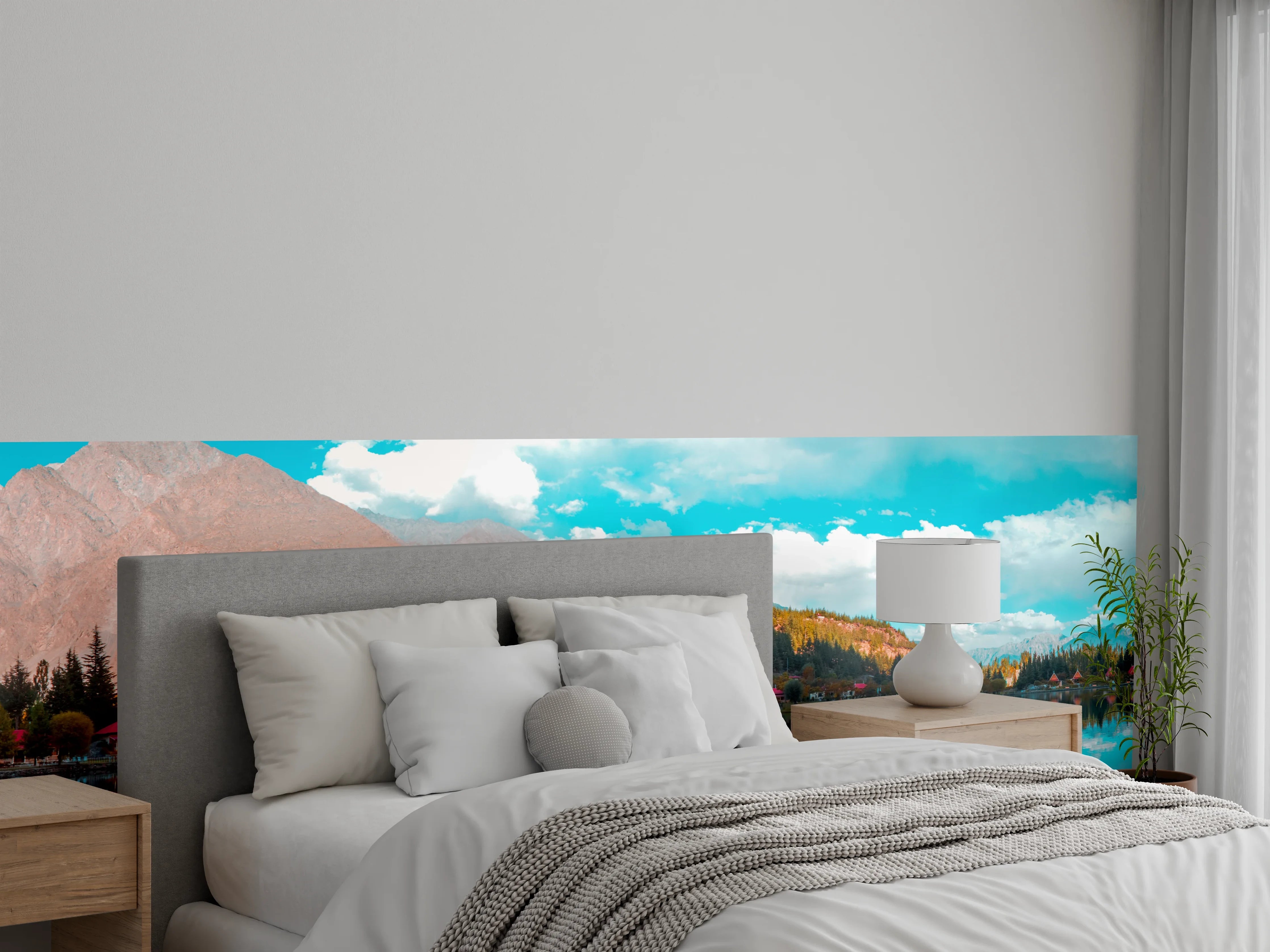 Wandverkleidung Schlafzimmer - Grauer Alpenblick Wandbild Natur