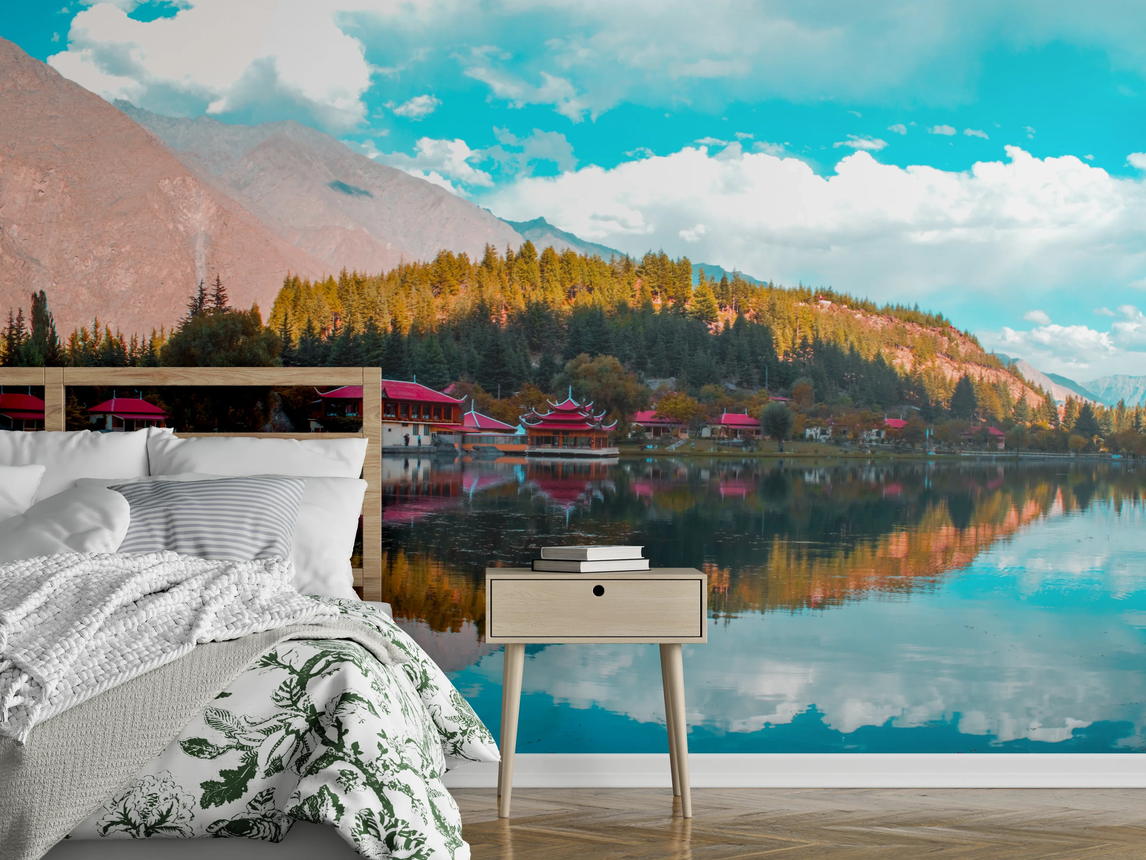 Wandverkleidung Schlafzimmer - Grauer Alpenblick Wandbild Natur
