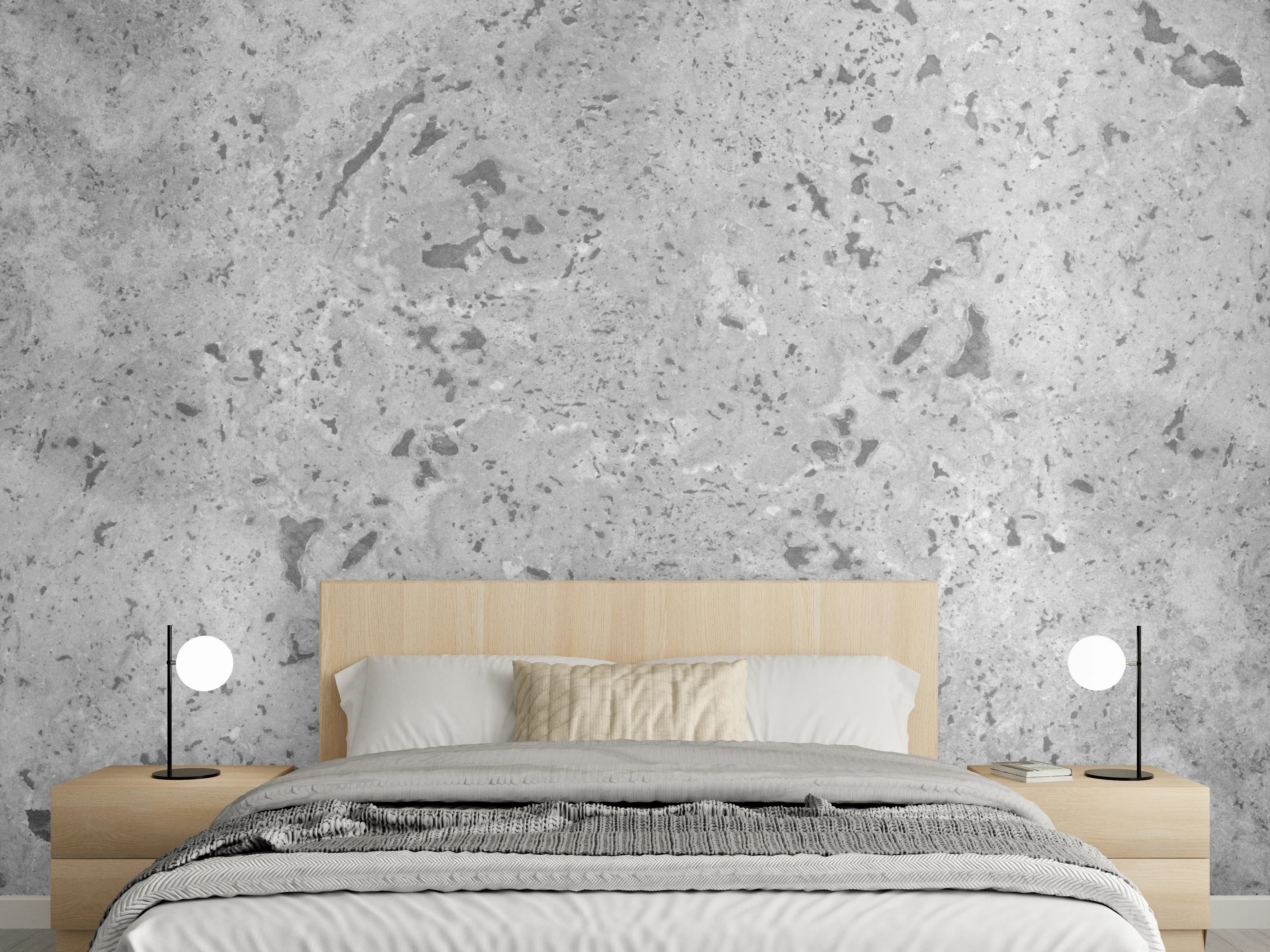 Wandverkleidung Schlafzimmer - Grauer Beton