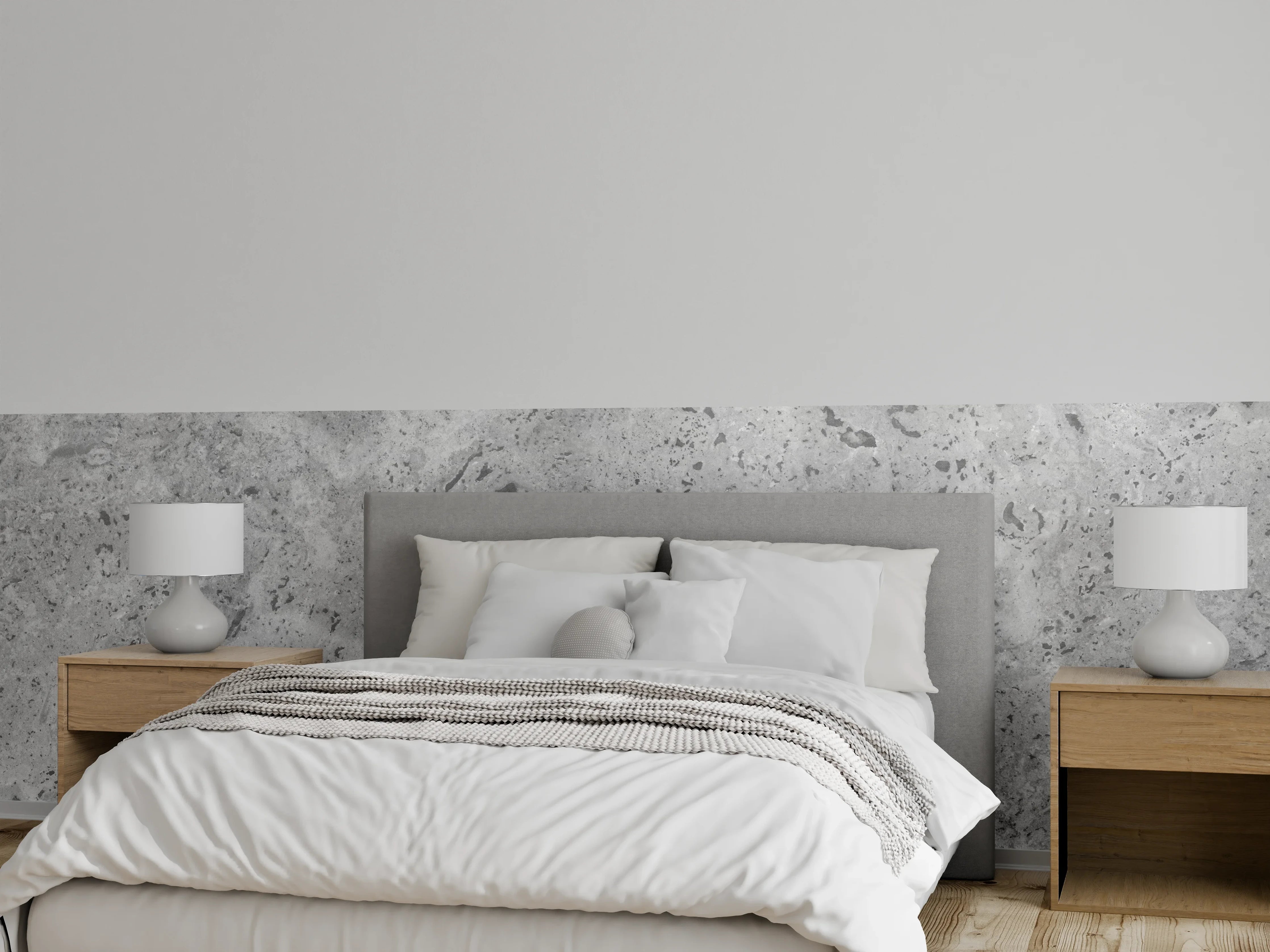 Wandverkleidung Schlafzimmer - Grauer Beton