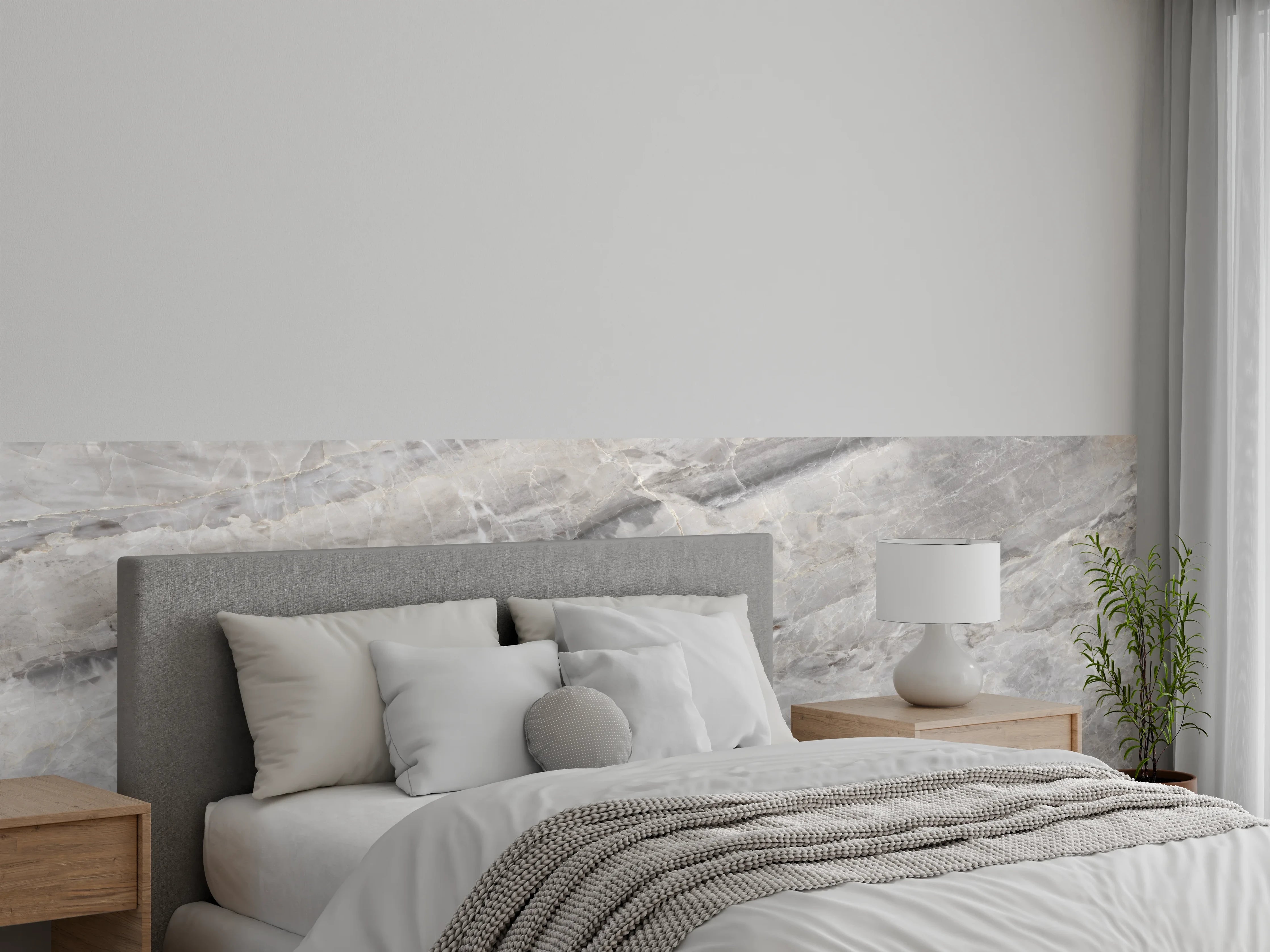 Wandverkleidung Schlafzimmer - Grauer Marmor - Granit