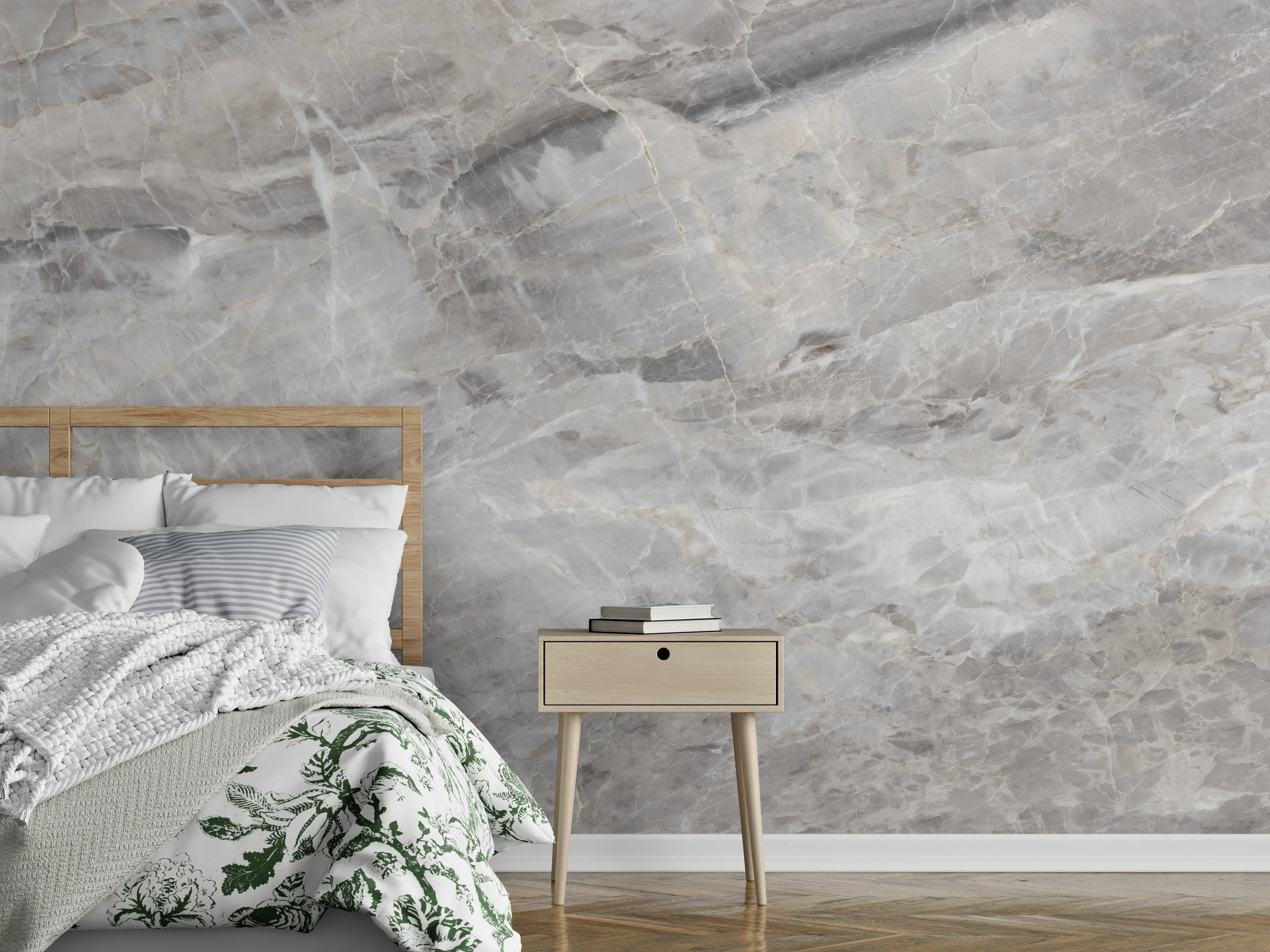 Wandverkleidung Schlafzimmer - Grauer Marmor - Granit