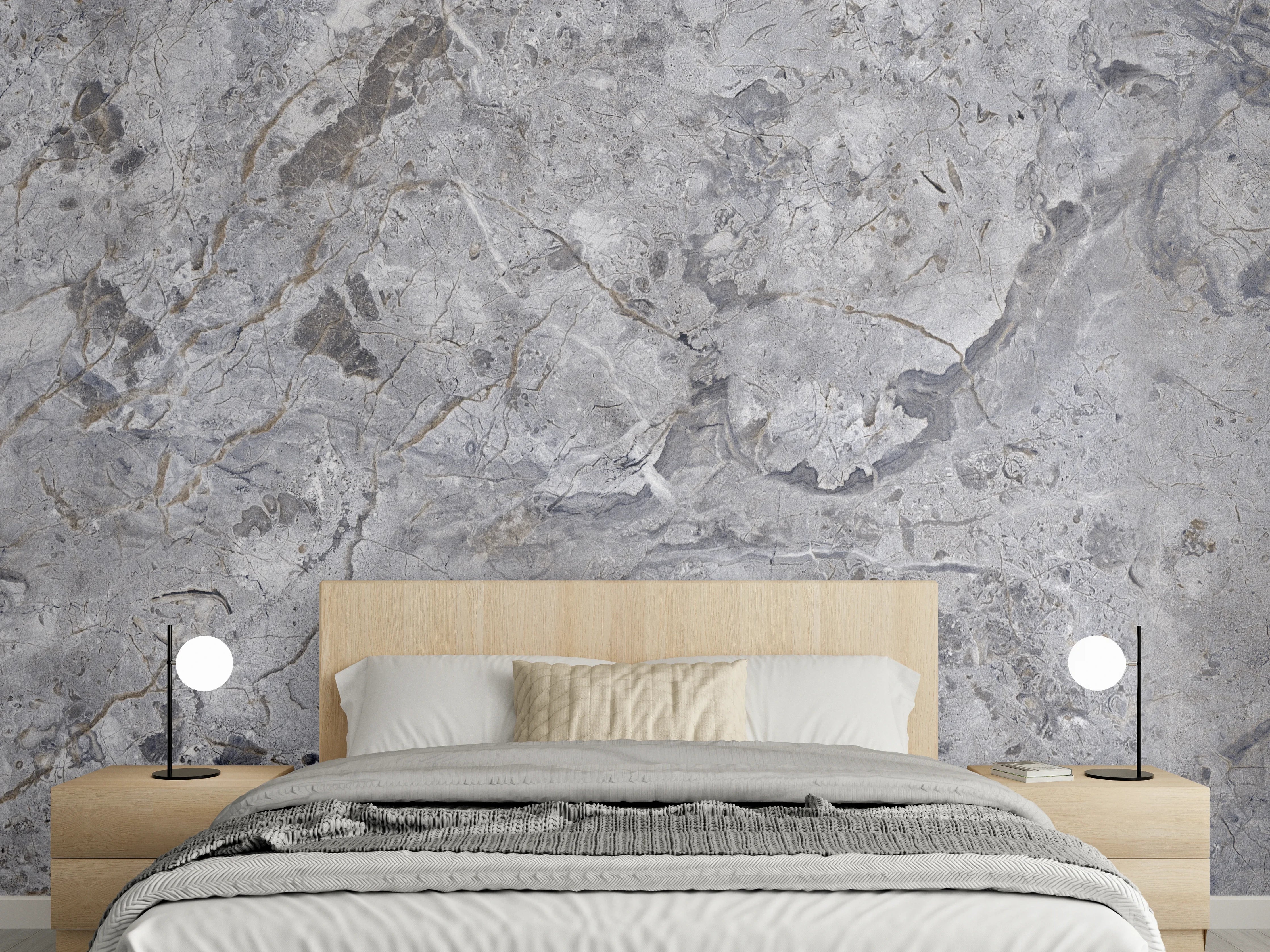 Wandverkleidung Schlafzimmer - Grauer Marmor