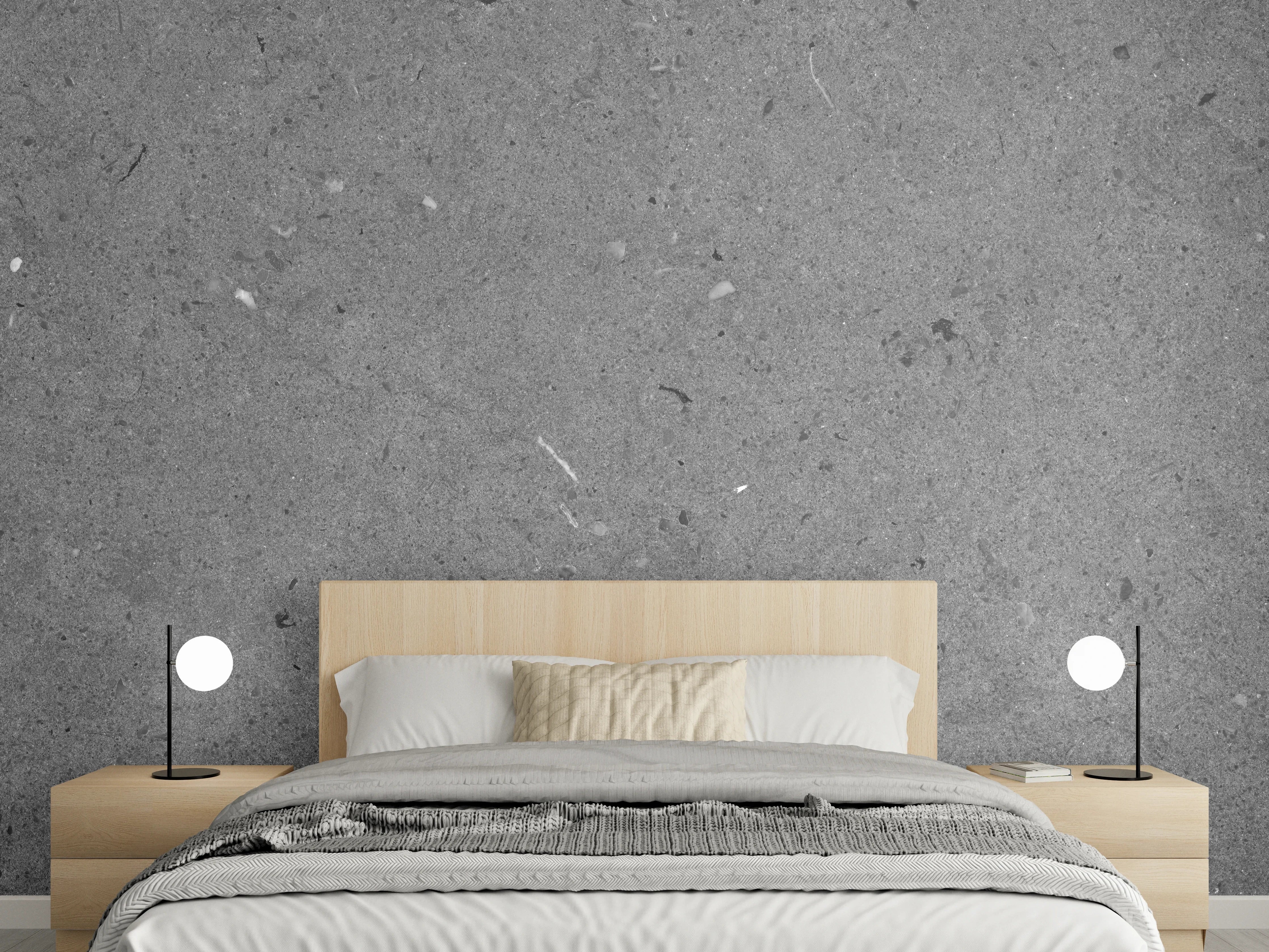 Wandverkleidung Schlafzimmer - Grauer Marmor im Asphaltdesign