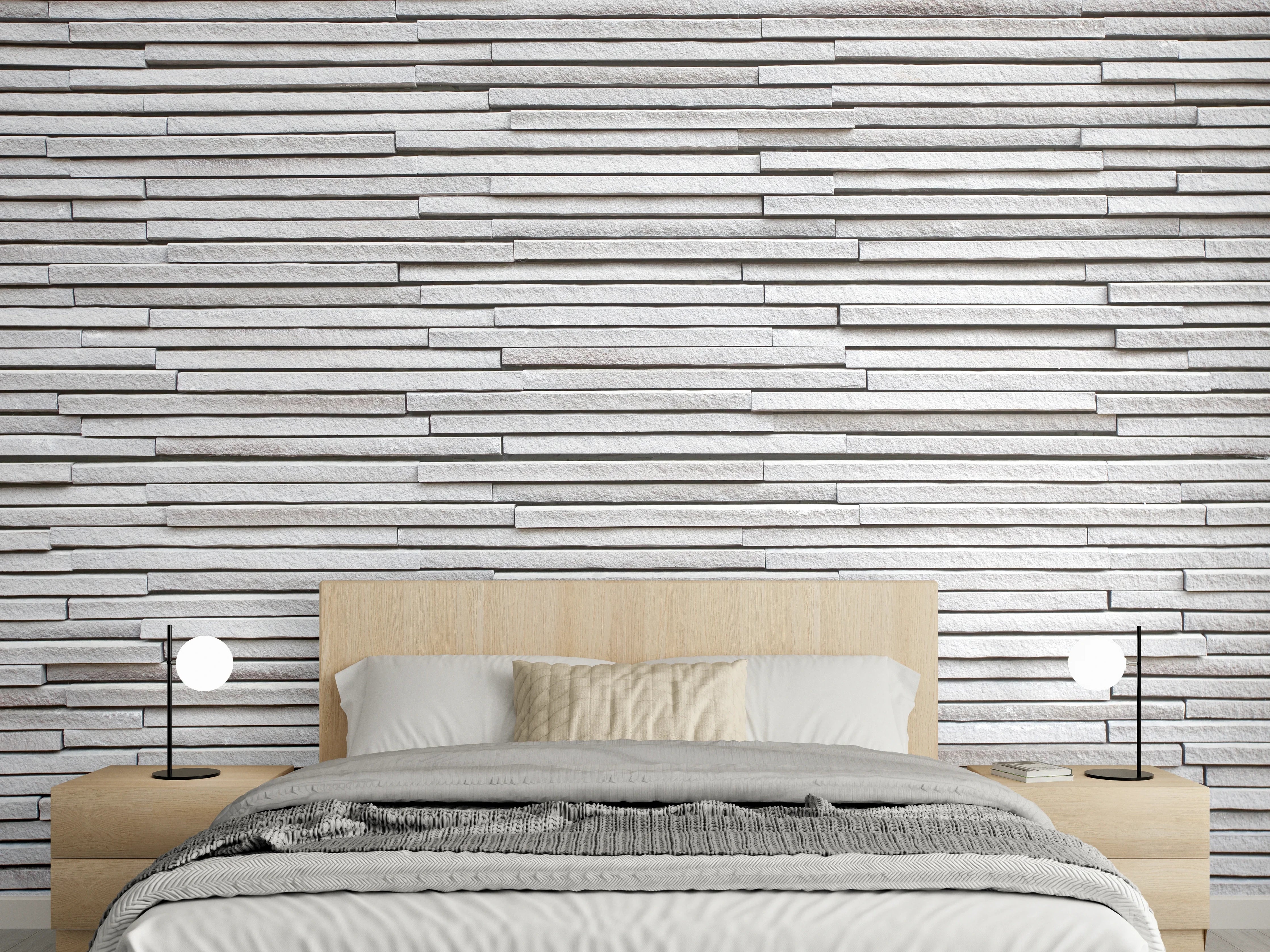 Wandverkleidung Schlafzimmer - Grauer Sandstein-Charme