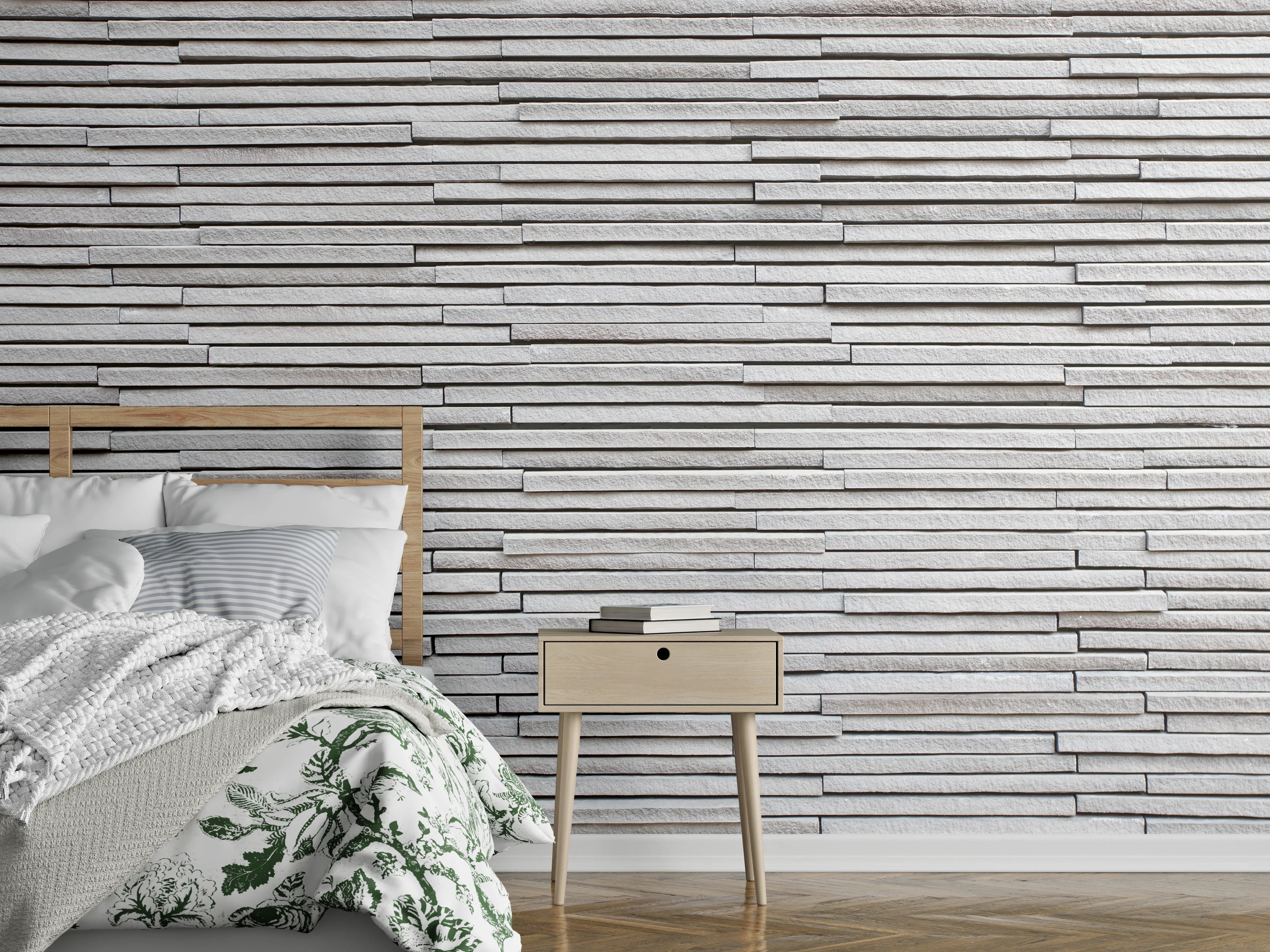 Wandverkleidung Schlafzimmer - Grauer Sandstein-Charme