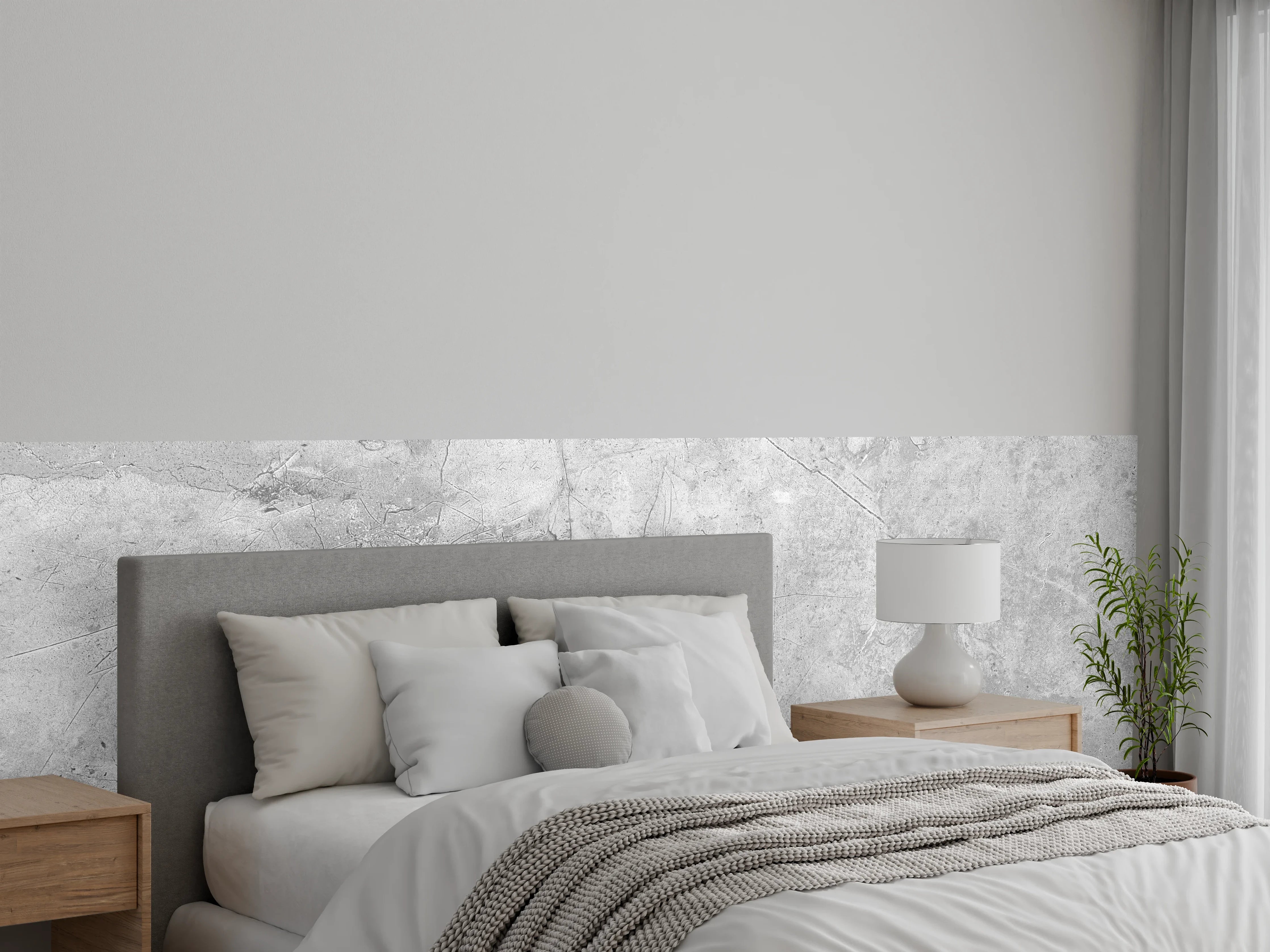 Wandverkleidung Schlafzimmer - Graues Betonmuster