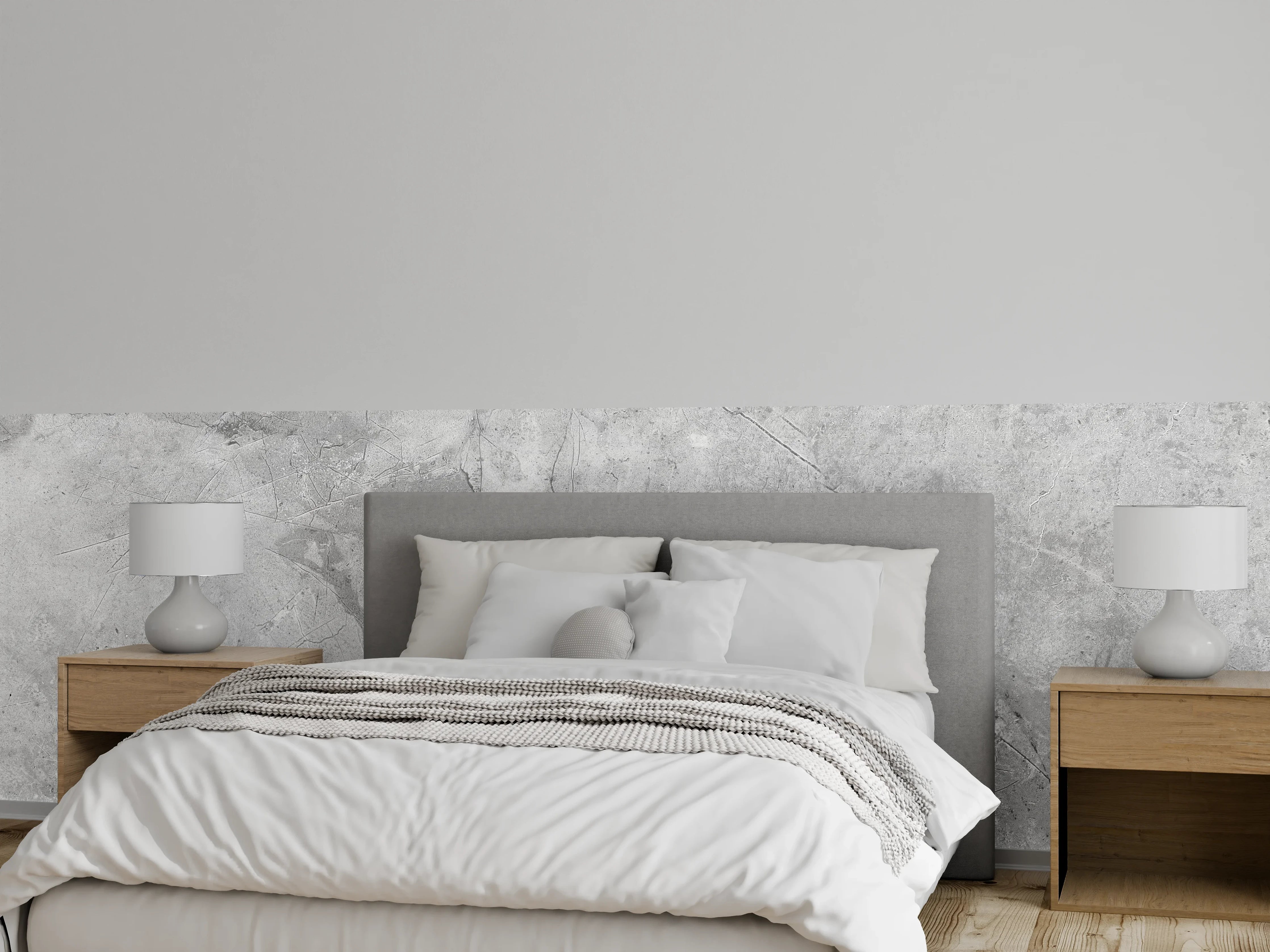 Wandverkleidung Schlafzimmer - Graues Betonmuster