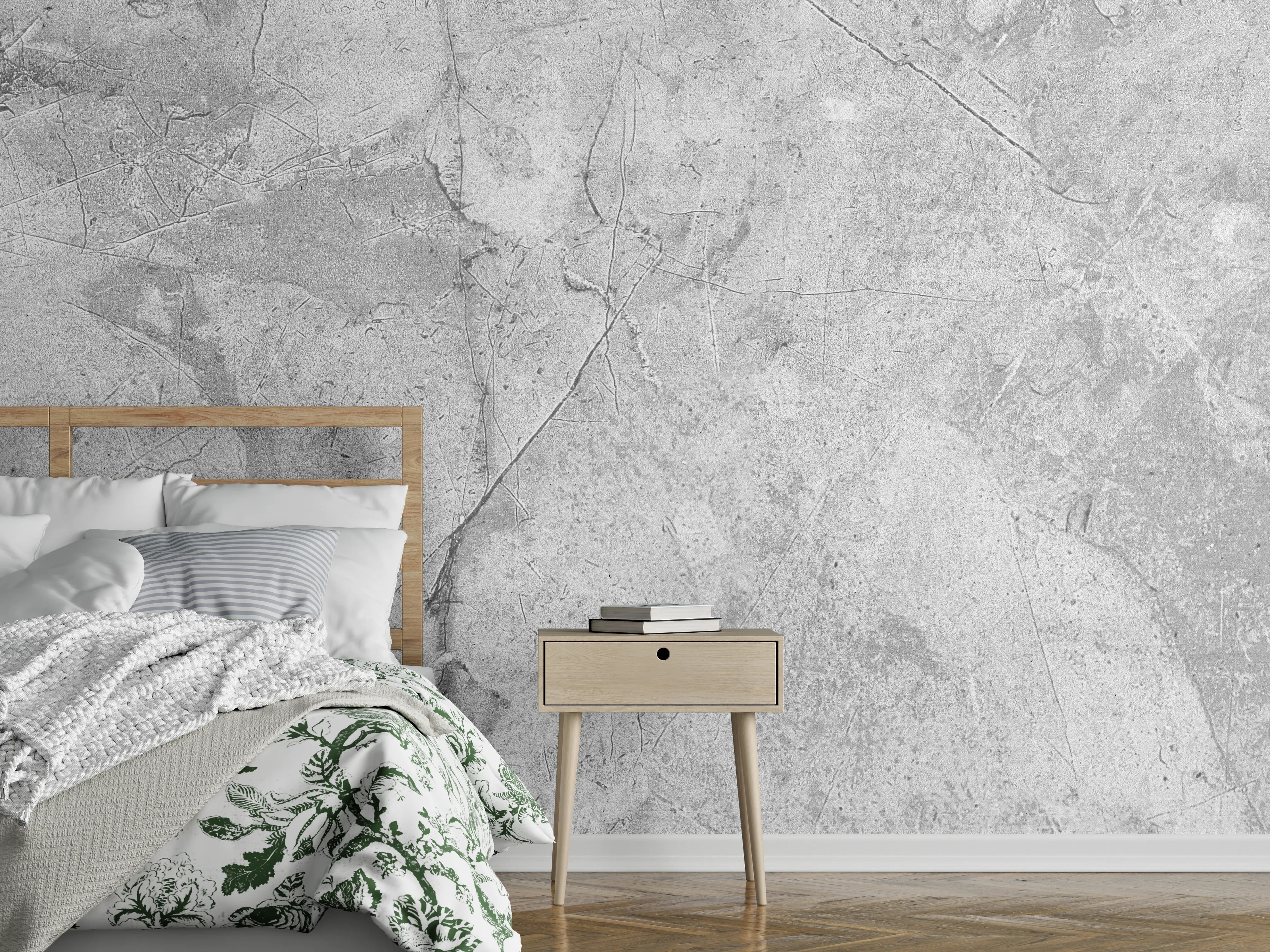 Wandverkleidung Schlafzimmer - Graues Betonmuster