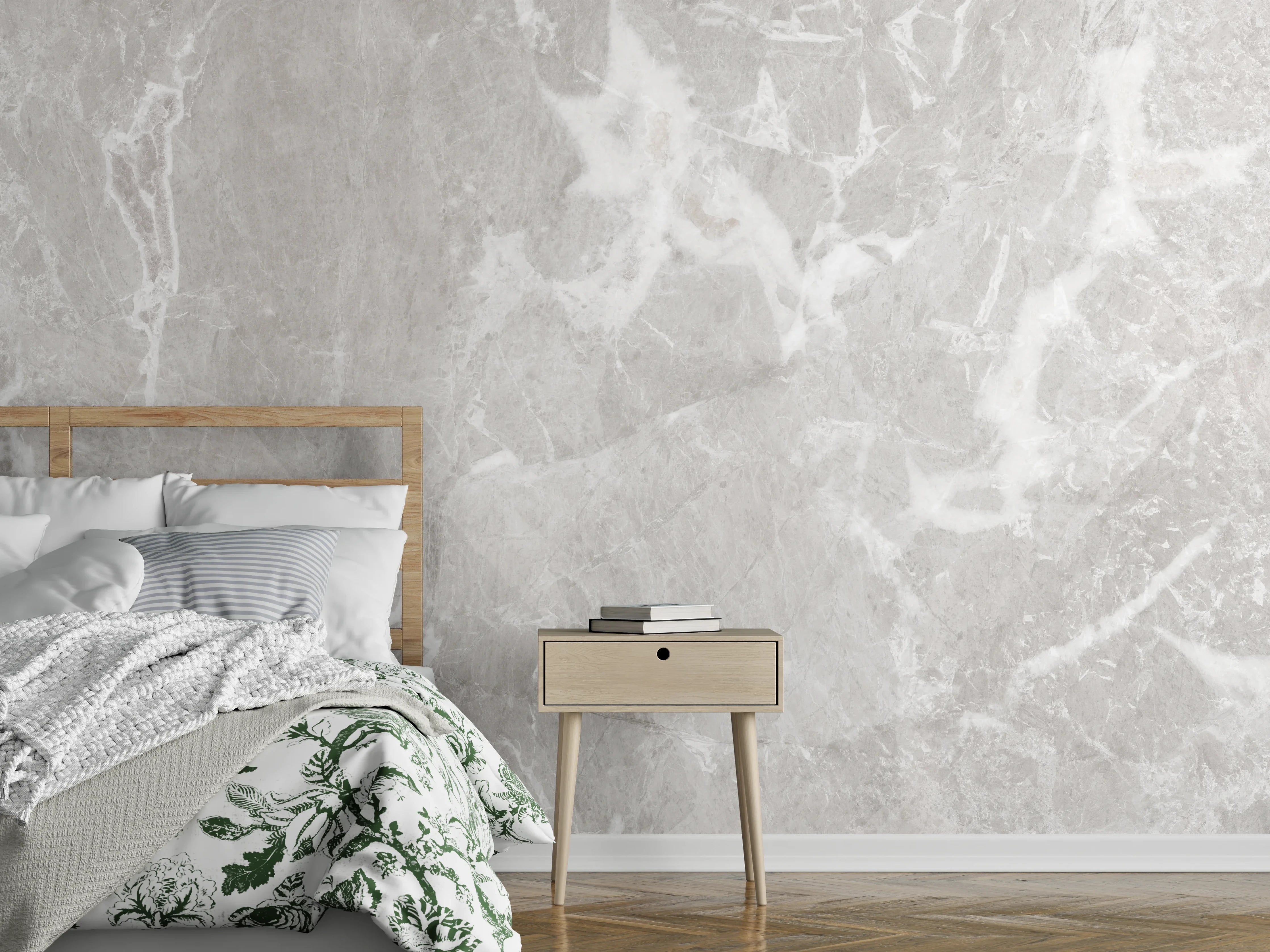 Wandverkleidung Schlafzimmer - Graues Fliesen Muster