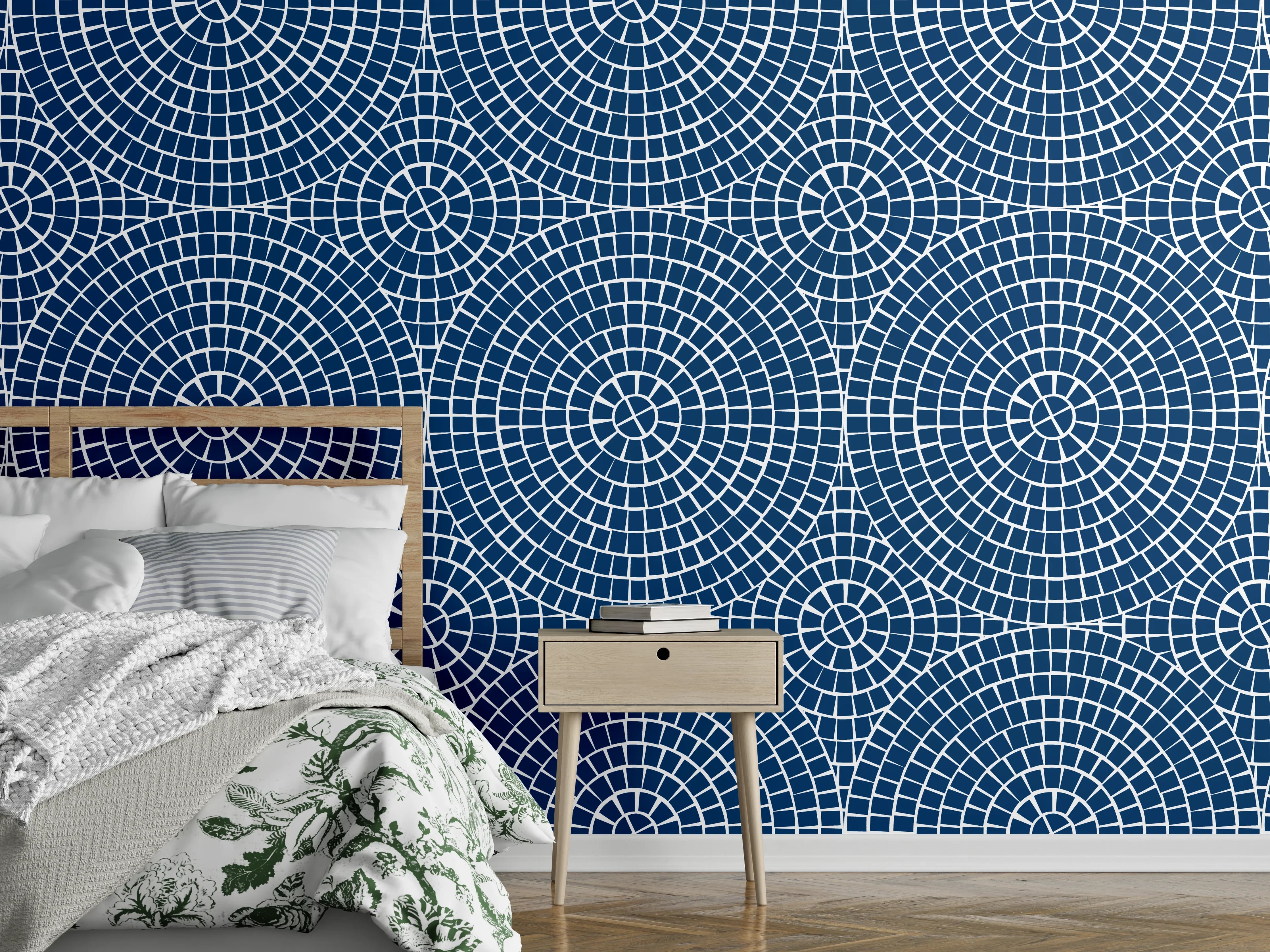 Wandverkleidung Schlafzimmer - Graues Geometrie im Weiß