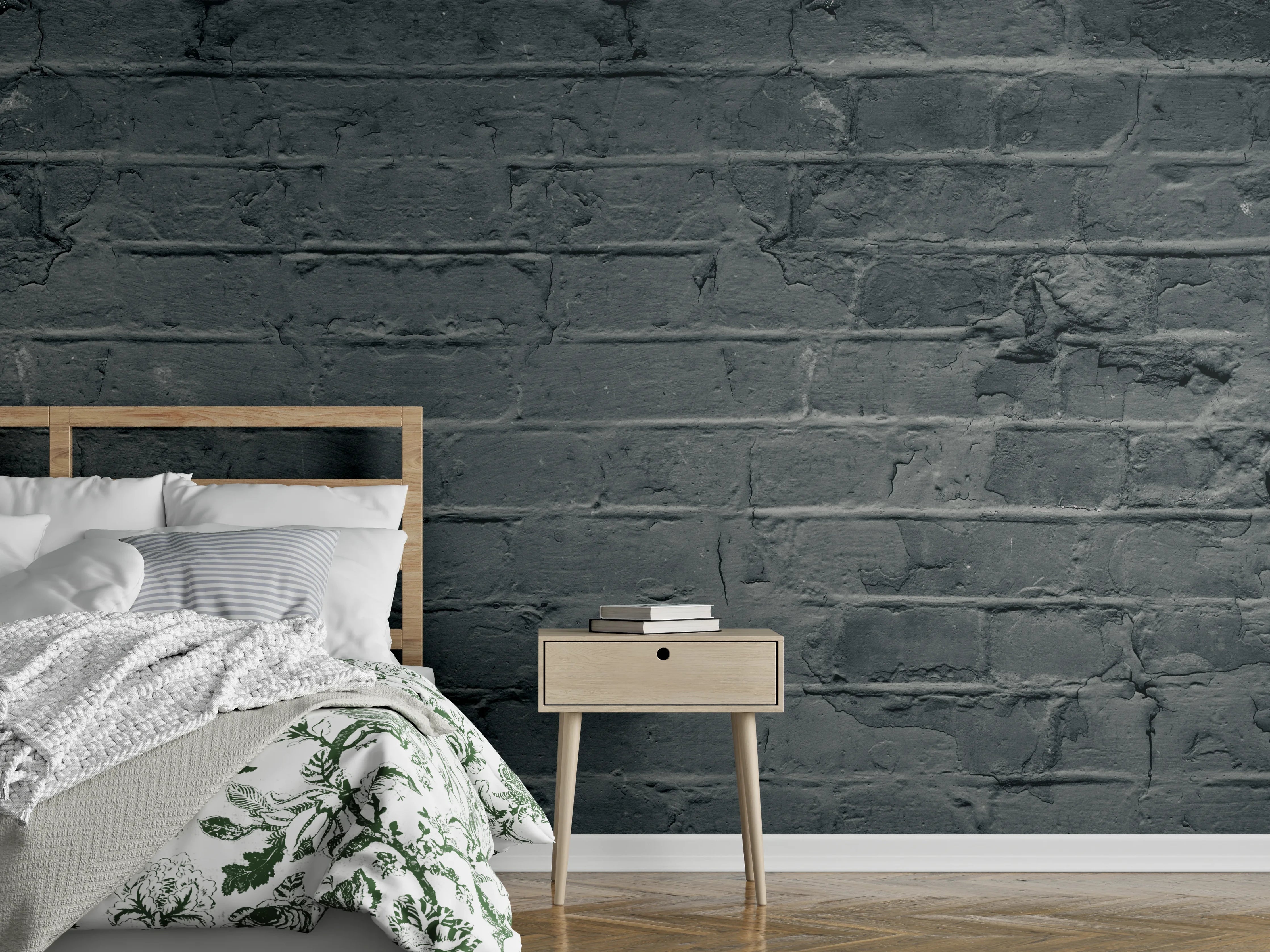 Wandverkleidung Schlafzimmer - Graues ausgefallenes Mauerwerk
