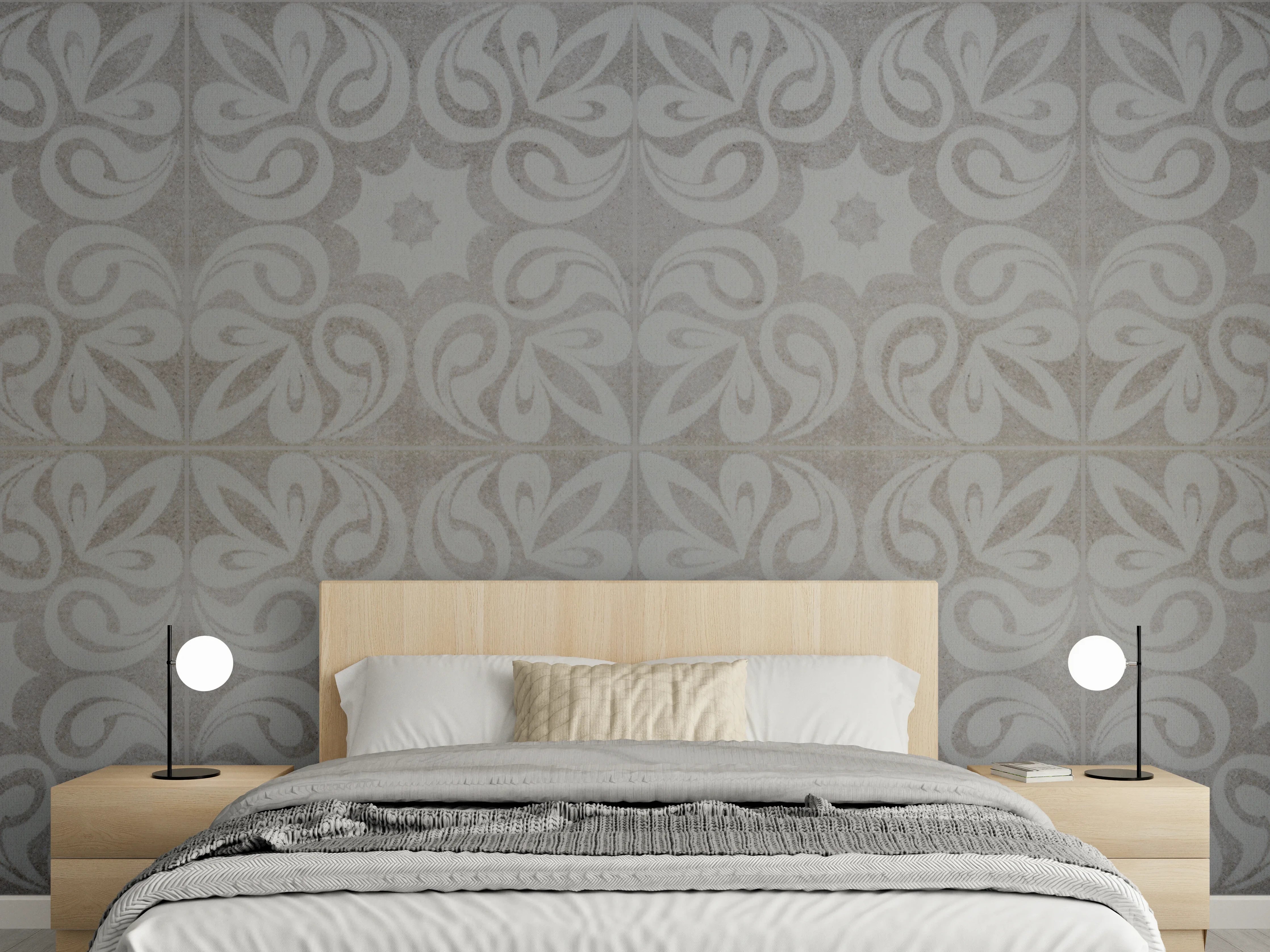 Wandverkleidung Schlafzimmer - Graues quadratisches Mosaikmotiv