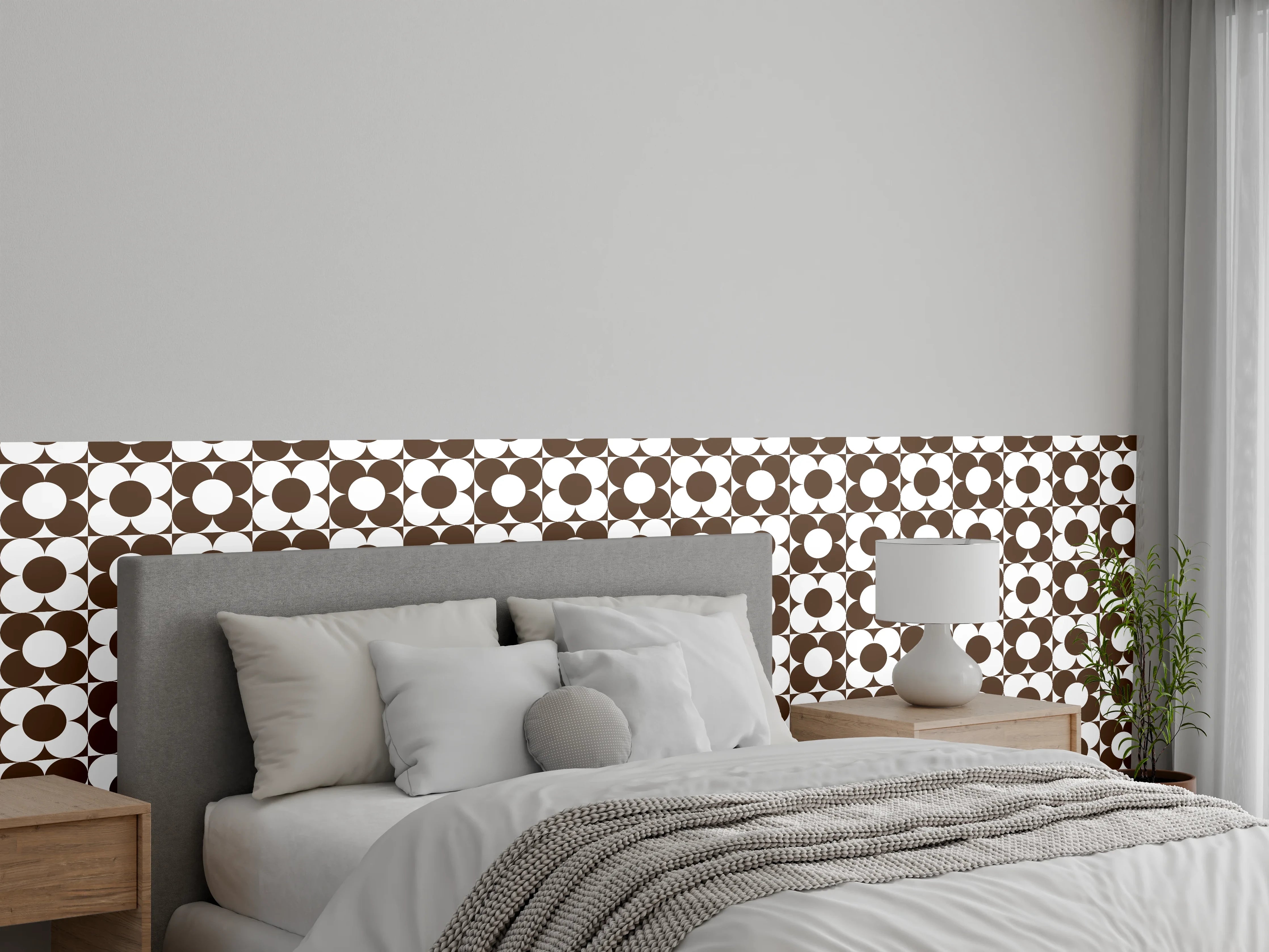 Wandverkleidung Schlafzimmer - Graues und Weißes Geometrie-Muster