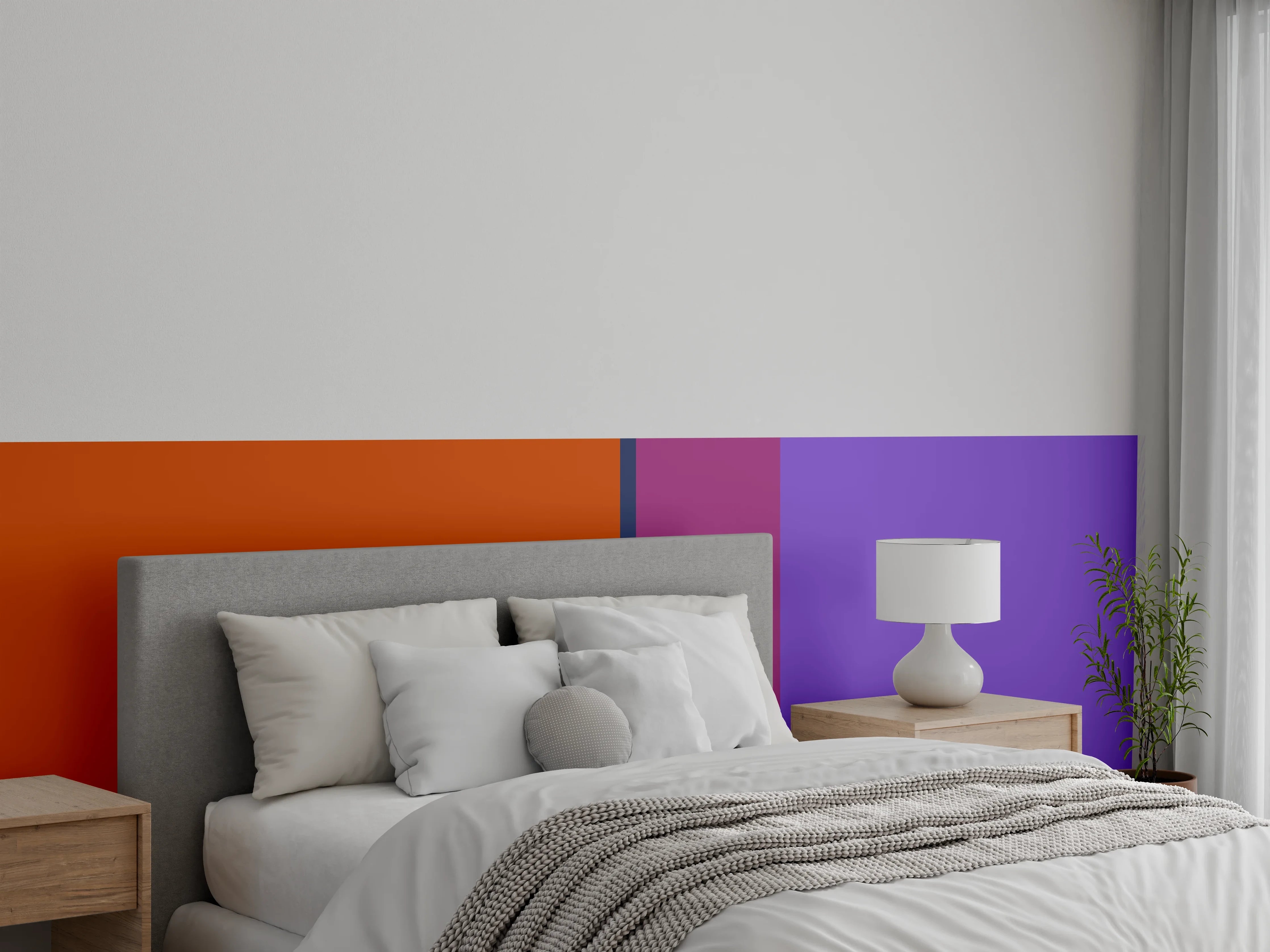 Wandverkleidung Schlafzimmer - Grauschattierte Akzentkunst auf Weiß