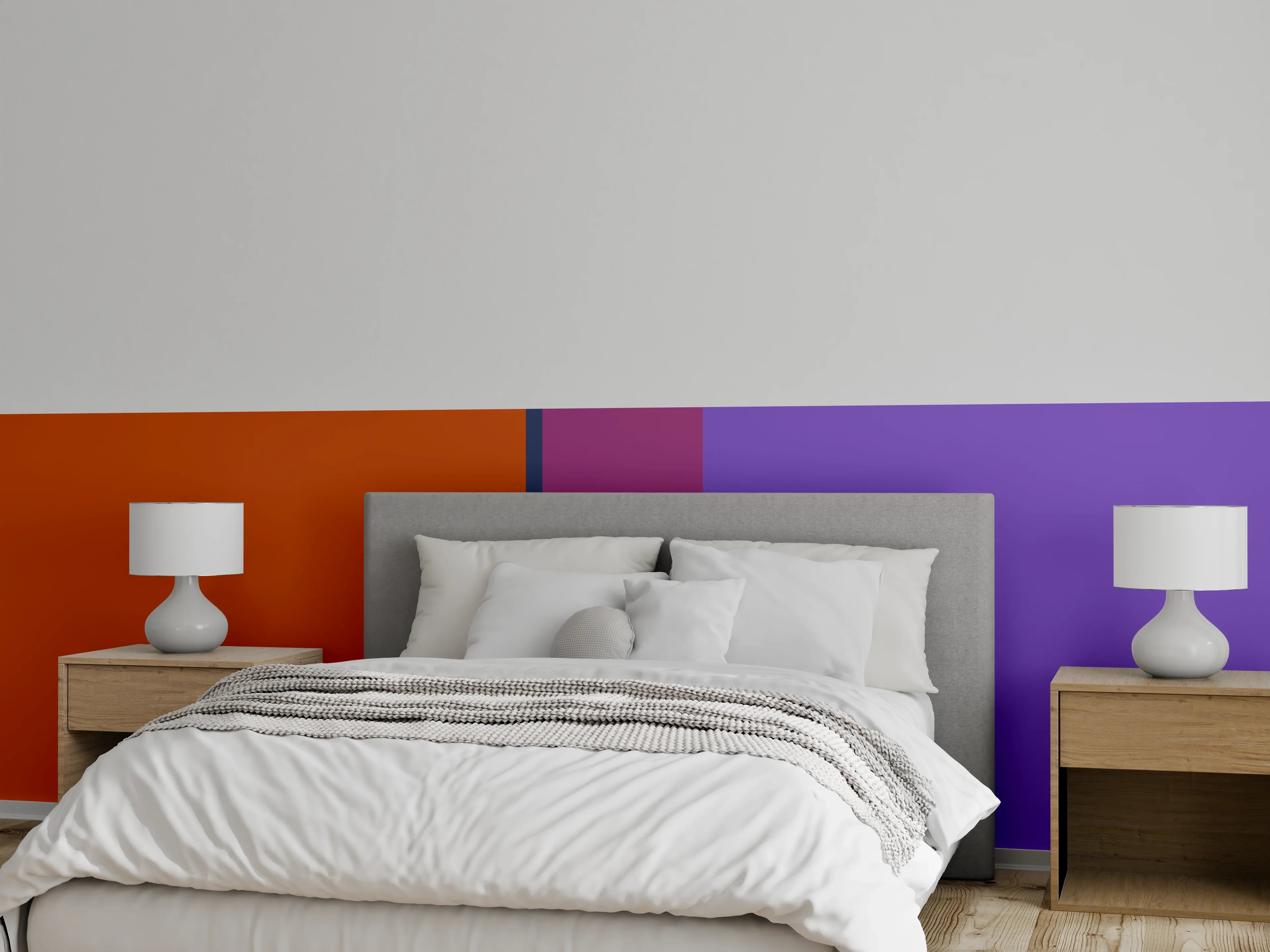 Wandverkleidung Schlafzimmer - Grauschattierte Akzentkunst auf Weiß