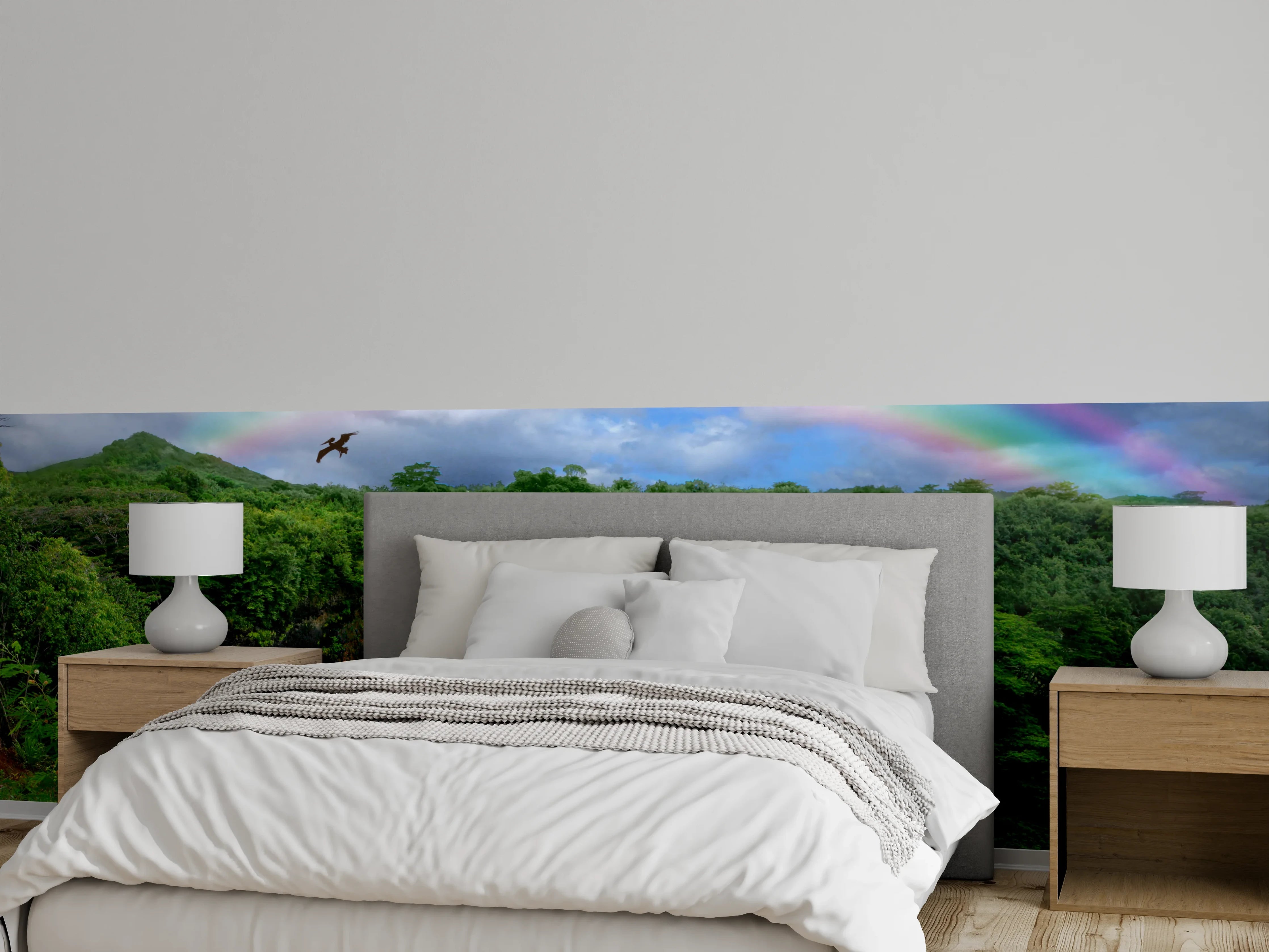 Wandverkleidung Schlafzimmer - Grauschimmer am Regenbogenfall