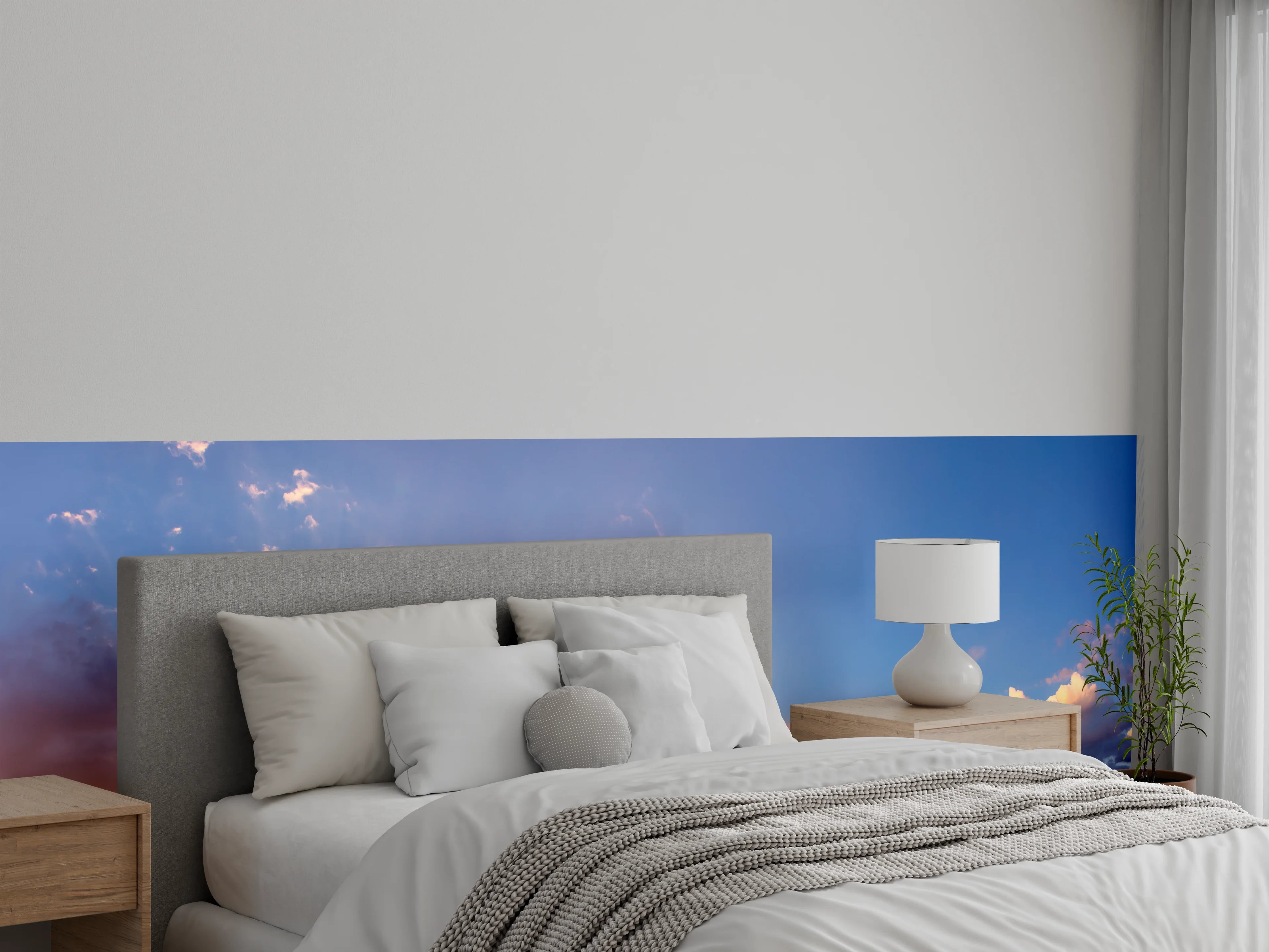 Wandverkleidung Schlafzimmer - Grauschimmer im Morgendämmerungspanorama