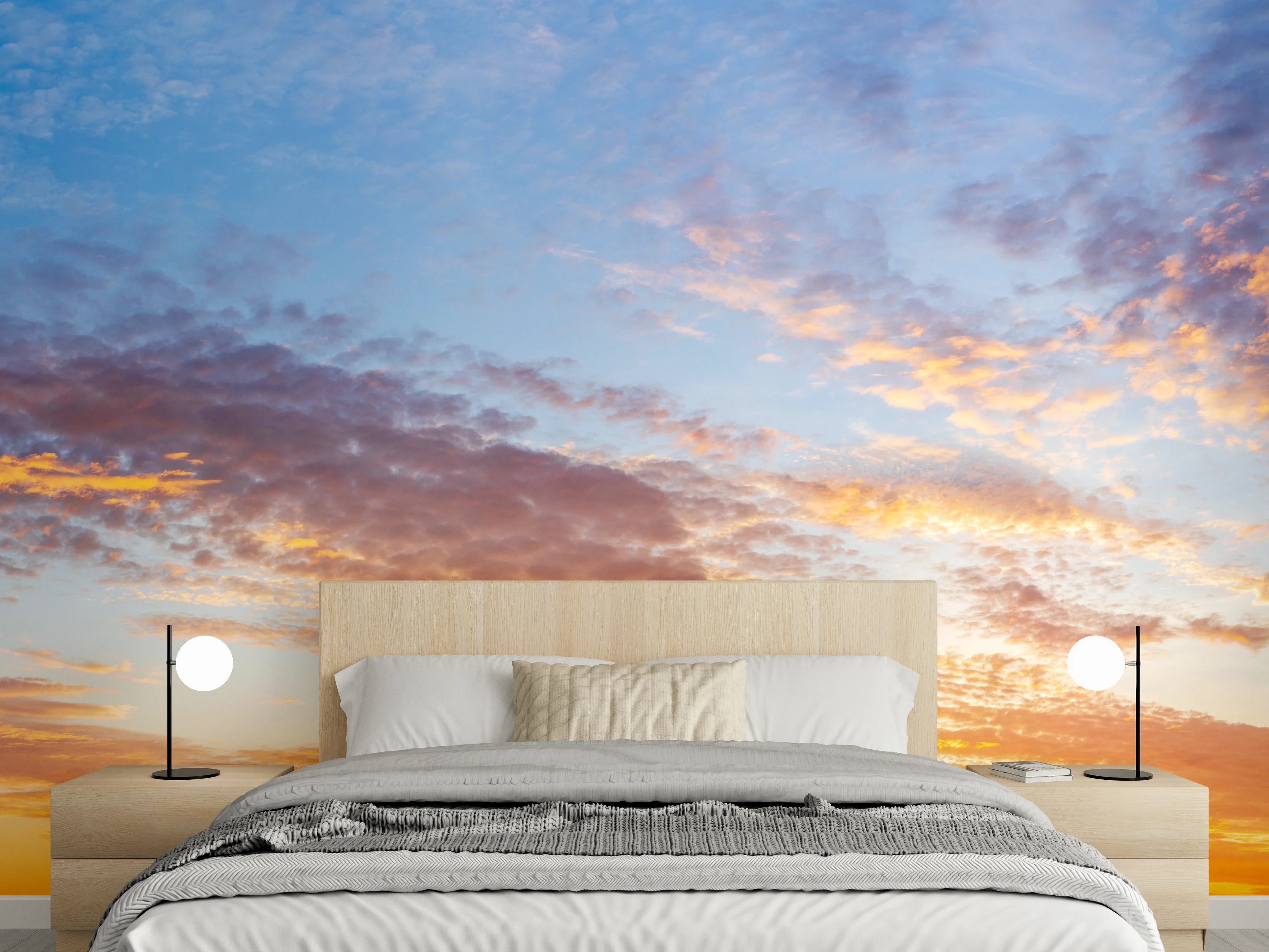 Wandverkleidung Schlafzimmer - Grauschimmer im weißen Abendhimmel