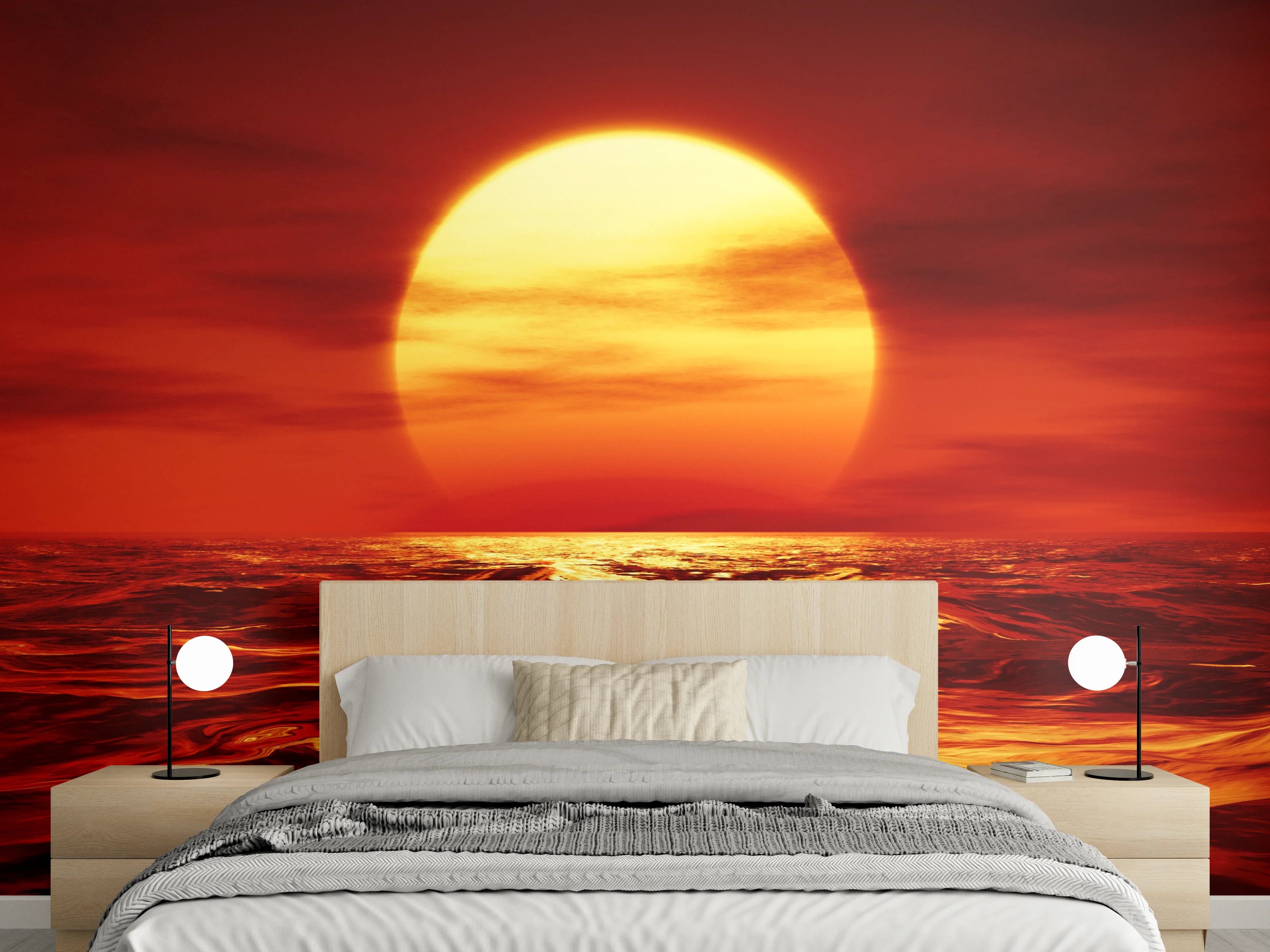 Wandverkleidung Schlafzimmer - Grauschimmernde Stille am Meer