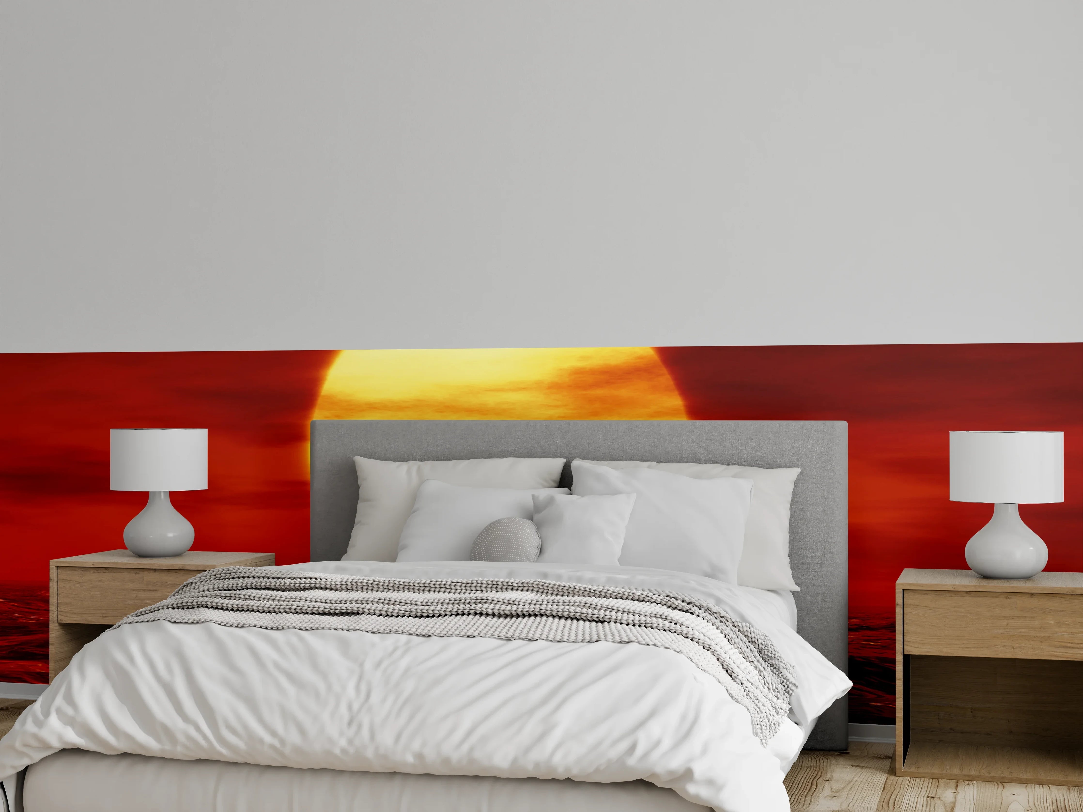 Wandverkleidung Schlafzimmer - Grauschimmernde Stille am Meer