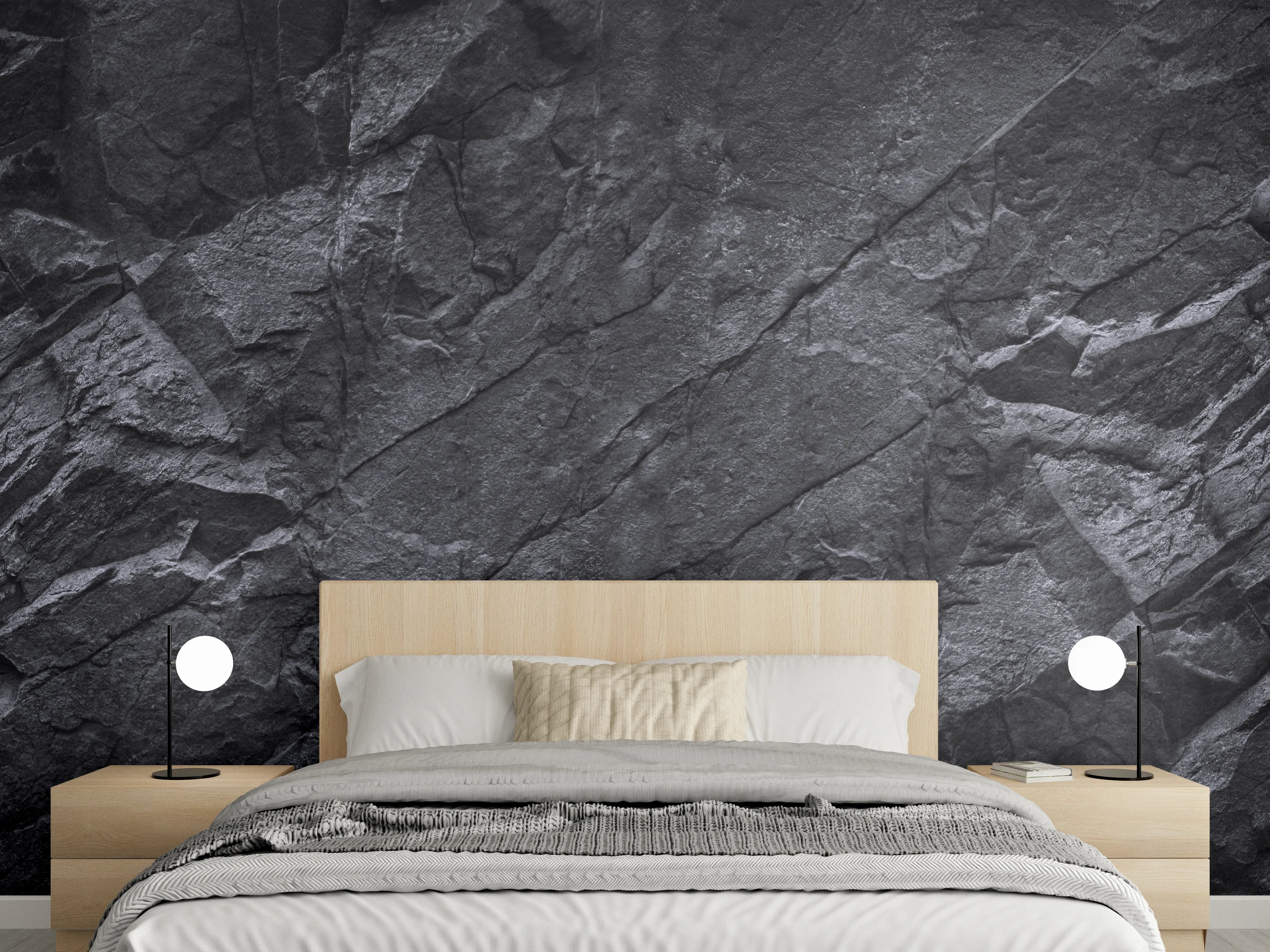 Wandverkleidung Schlafzimmer - Grauweißes Schieferdesign Wandpaneel