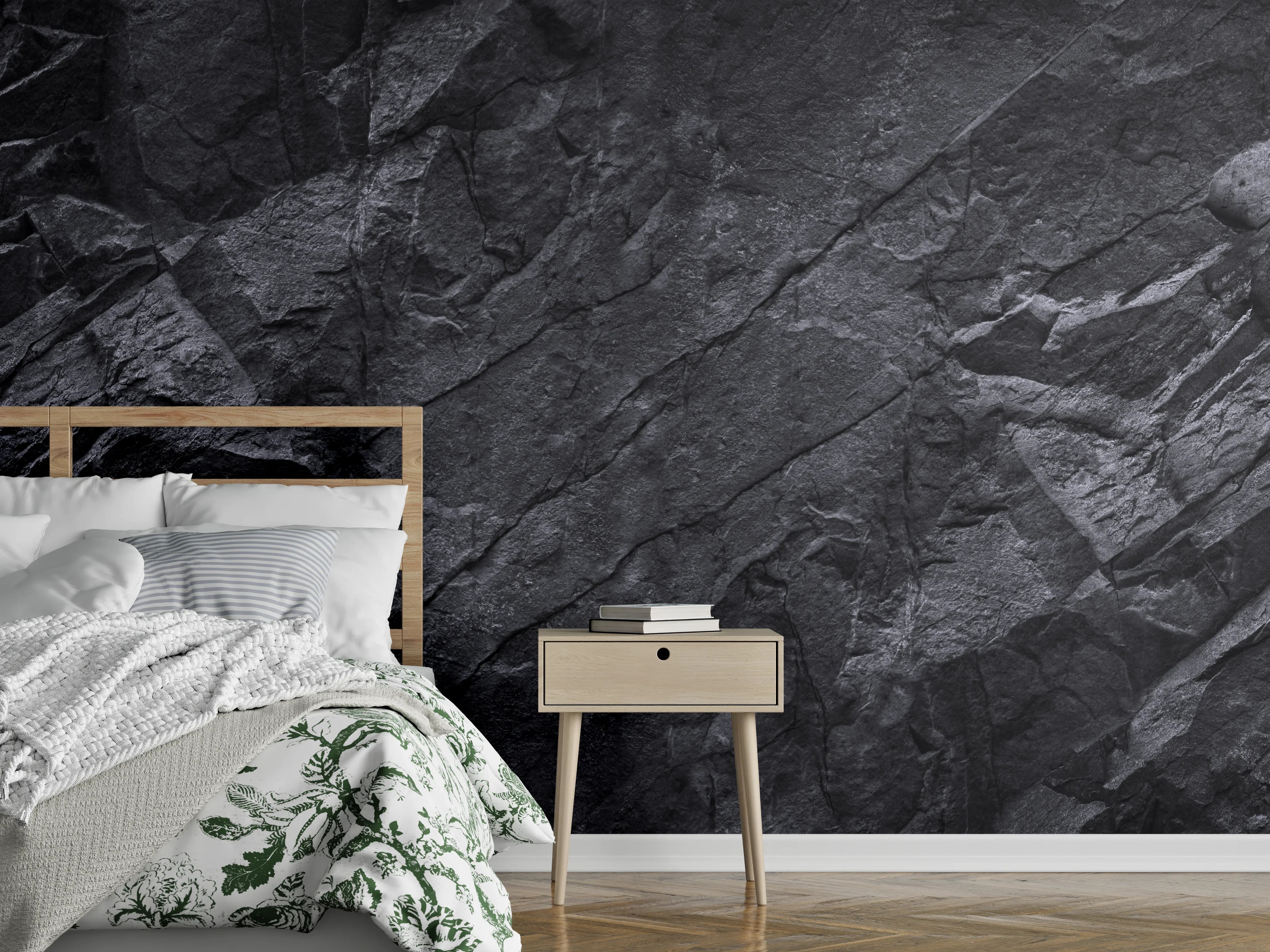 Wandverkleidung Schlafzimmer - Grauweißes Schieferdesign Wandpaneel