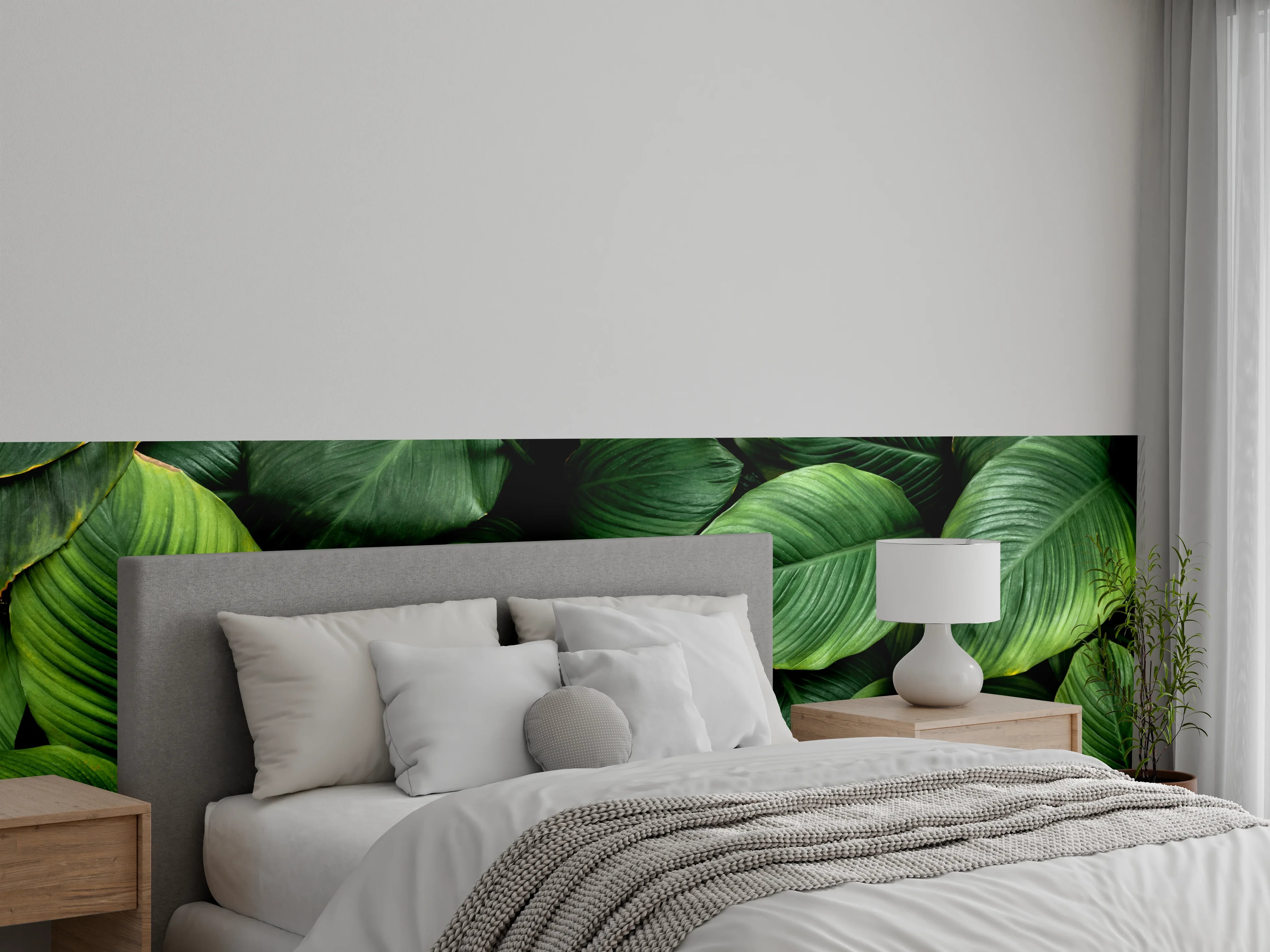 Wandverkleidung Schlafzimmer - Große grüne Blätter
