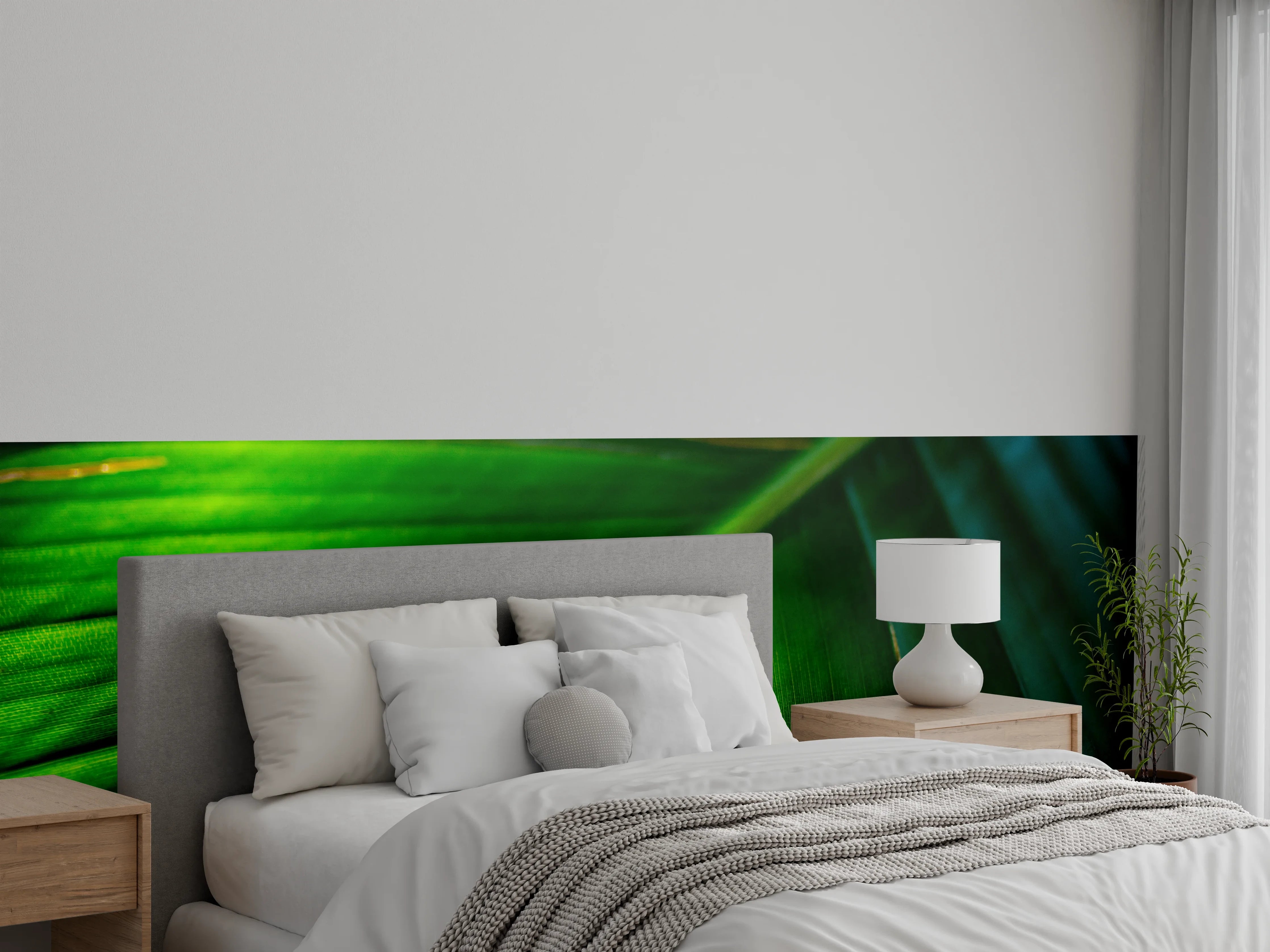Wandverkleidung Schlafzimmer - Grüne Bananenblatt-Struktur Naturmotiv