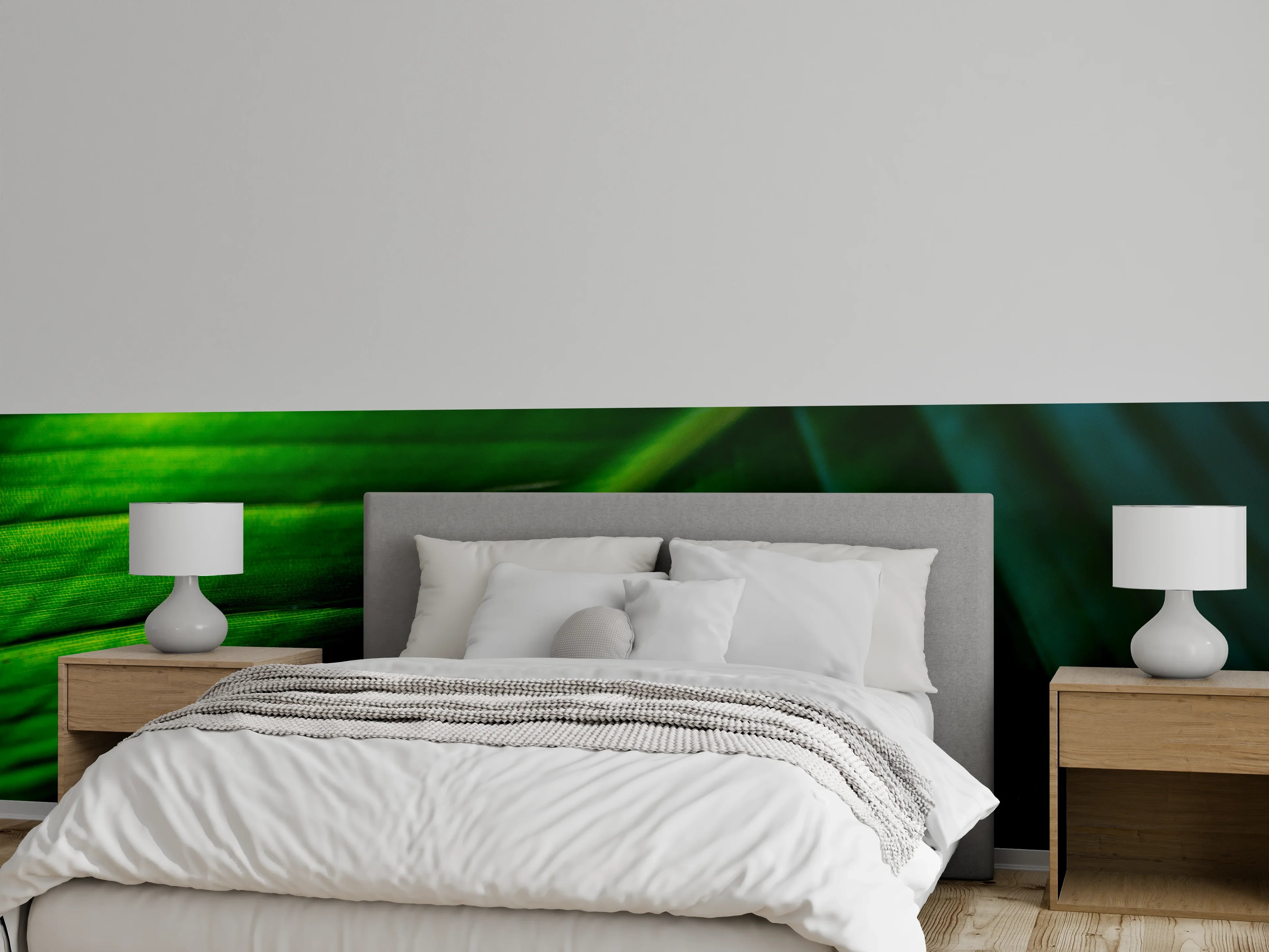 Wandverkleidung Schlafzimmer - Grüne Bananenblatt-Struktur Naturmotiv