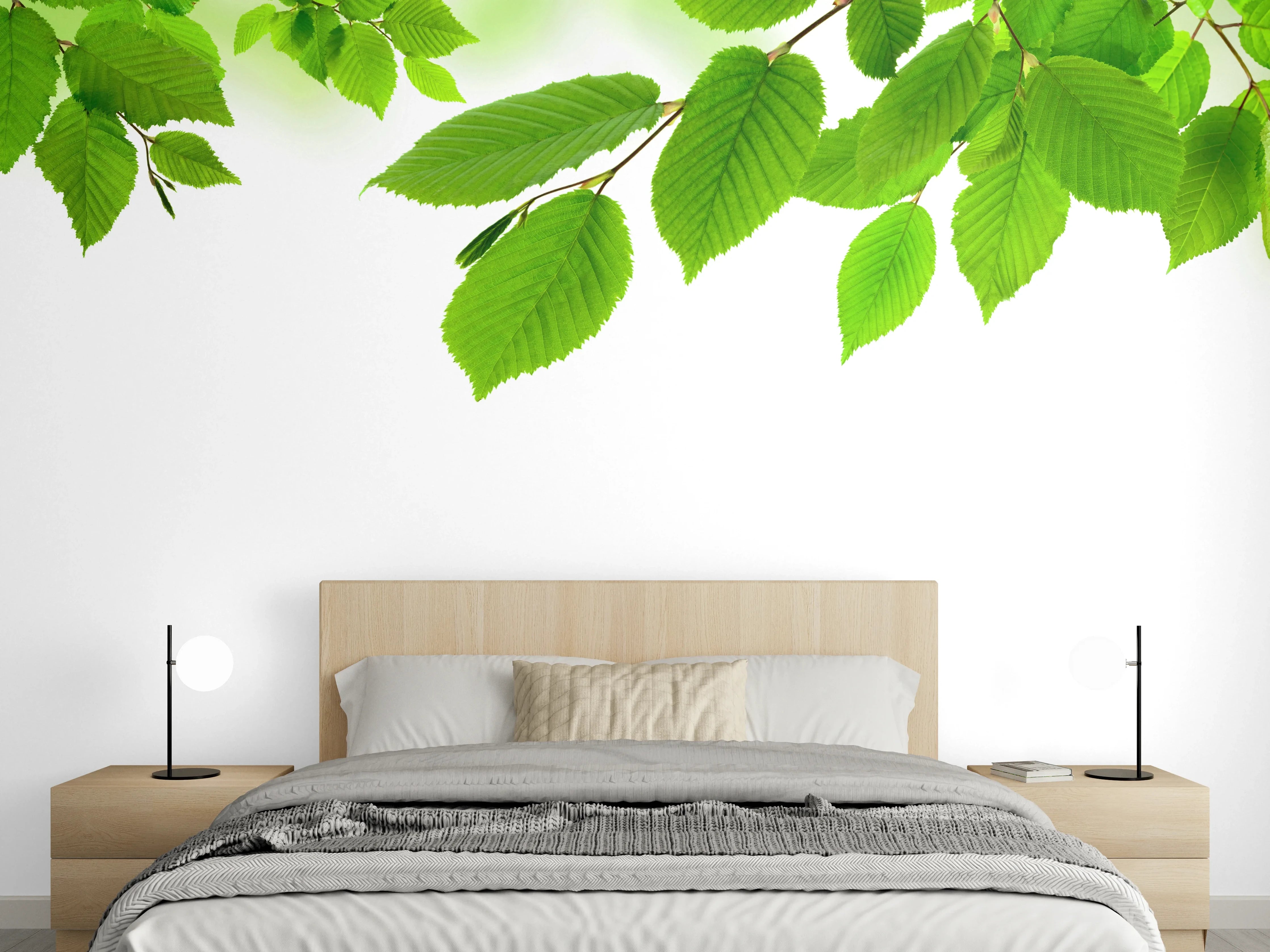 Wandverkleidung Schlafzimmer - Grüne Blätter