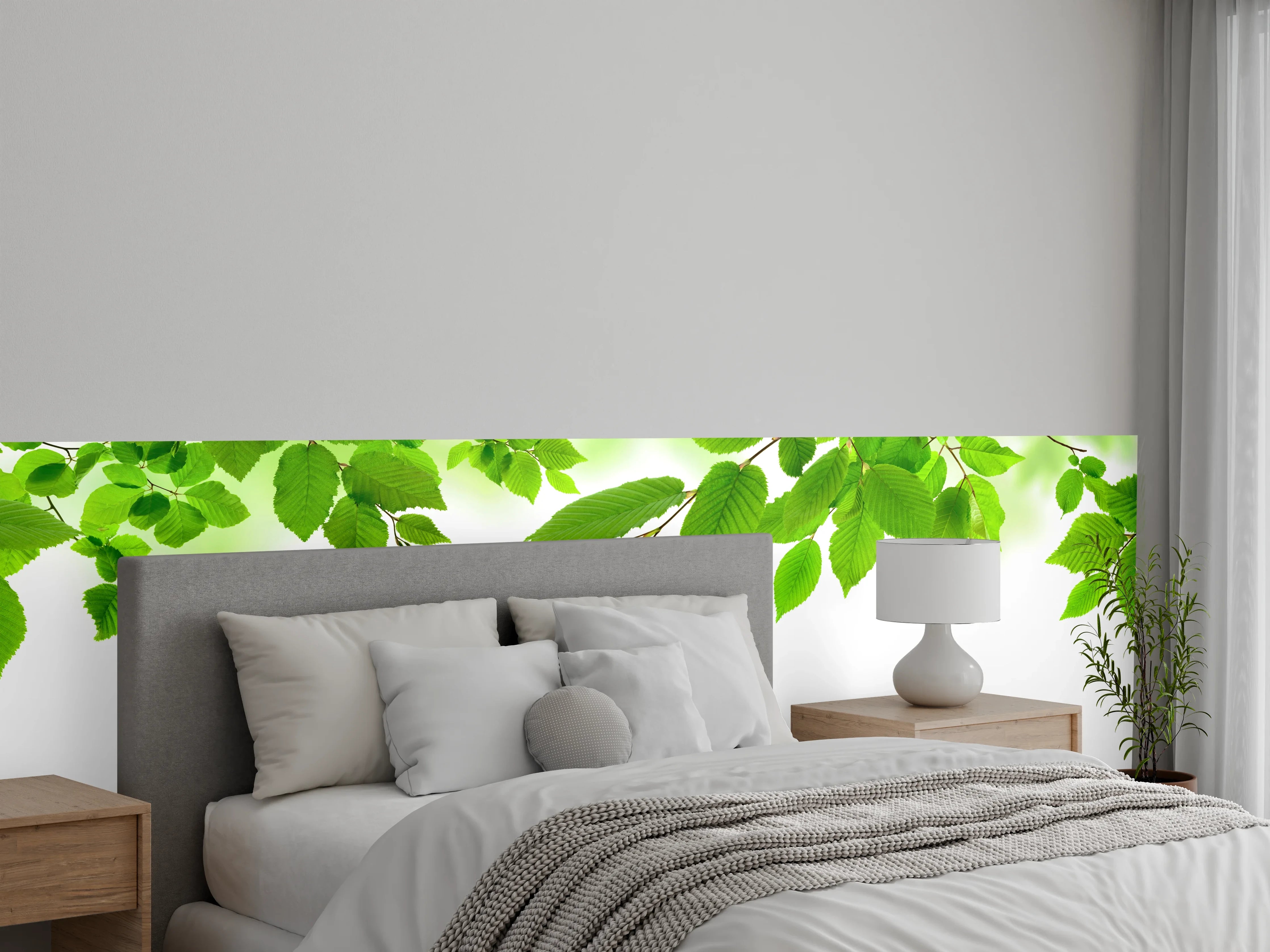 Wandverkleidung Schlafzimmer - Grüne Blätter