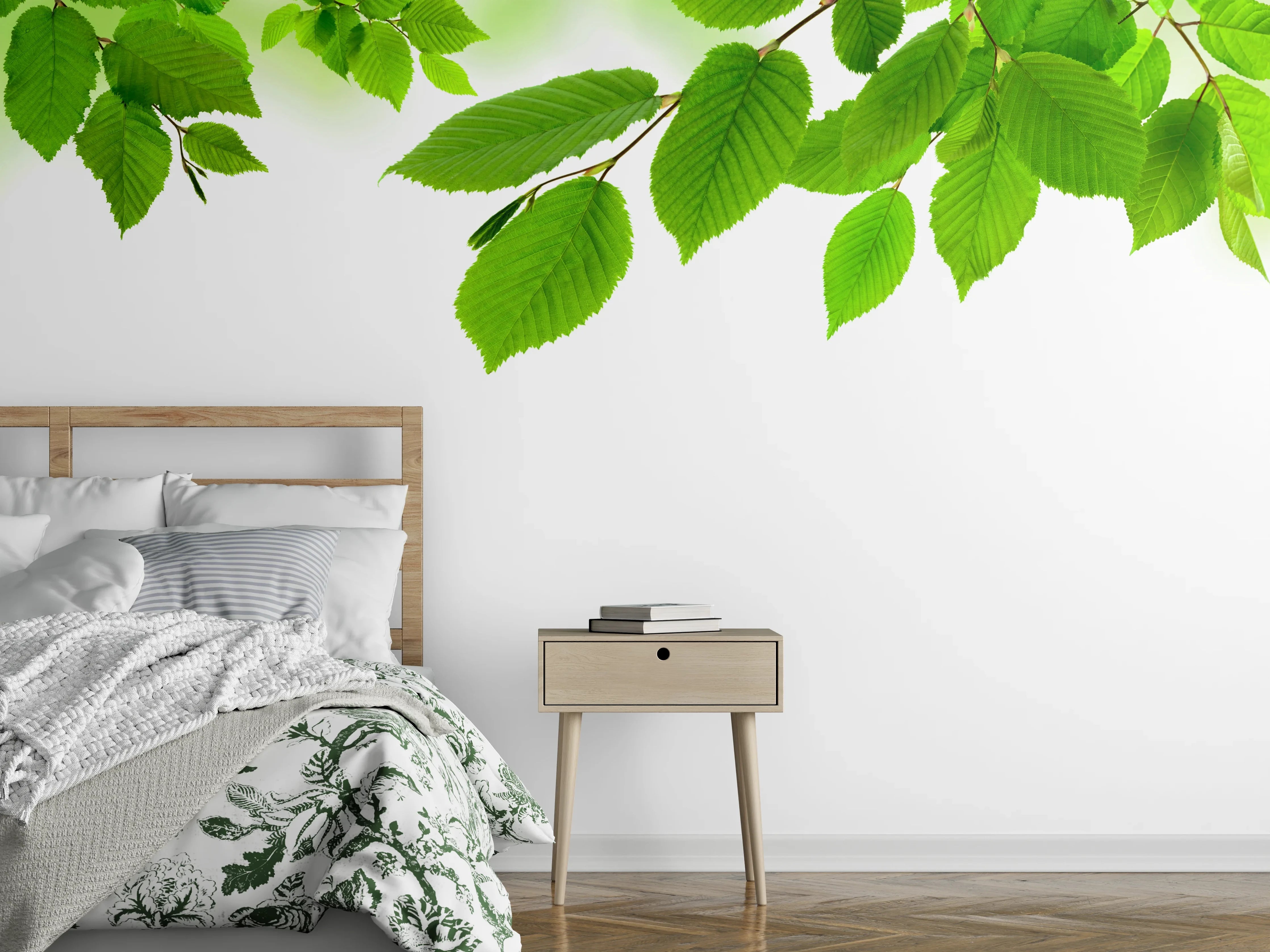Wandverkleidung Schlafzimmer - Grüne Blätter