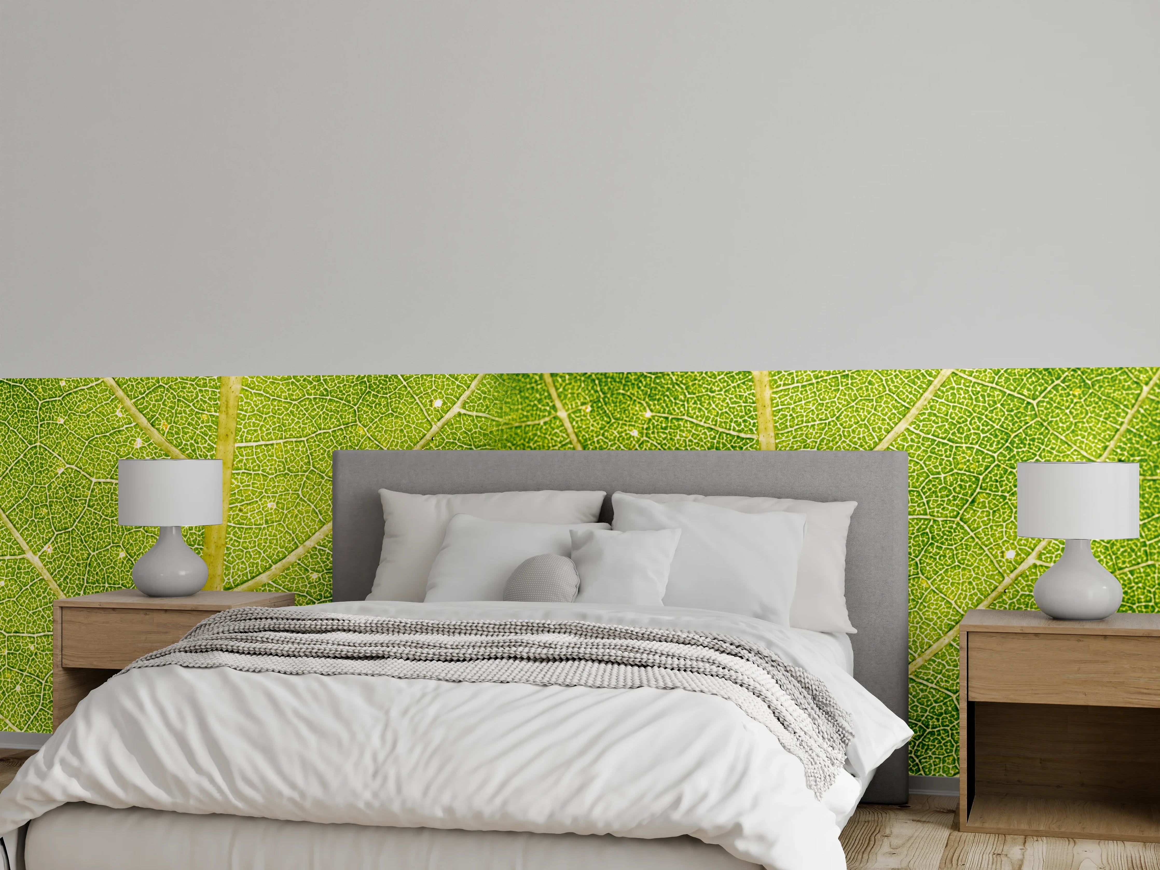 Wandverkleidung Schlafzimmer - Grüne Blattstruktur Nahaufnahme