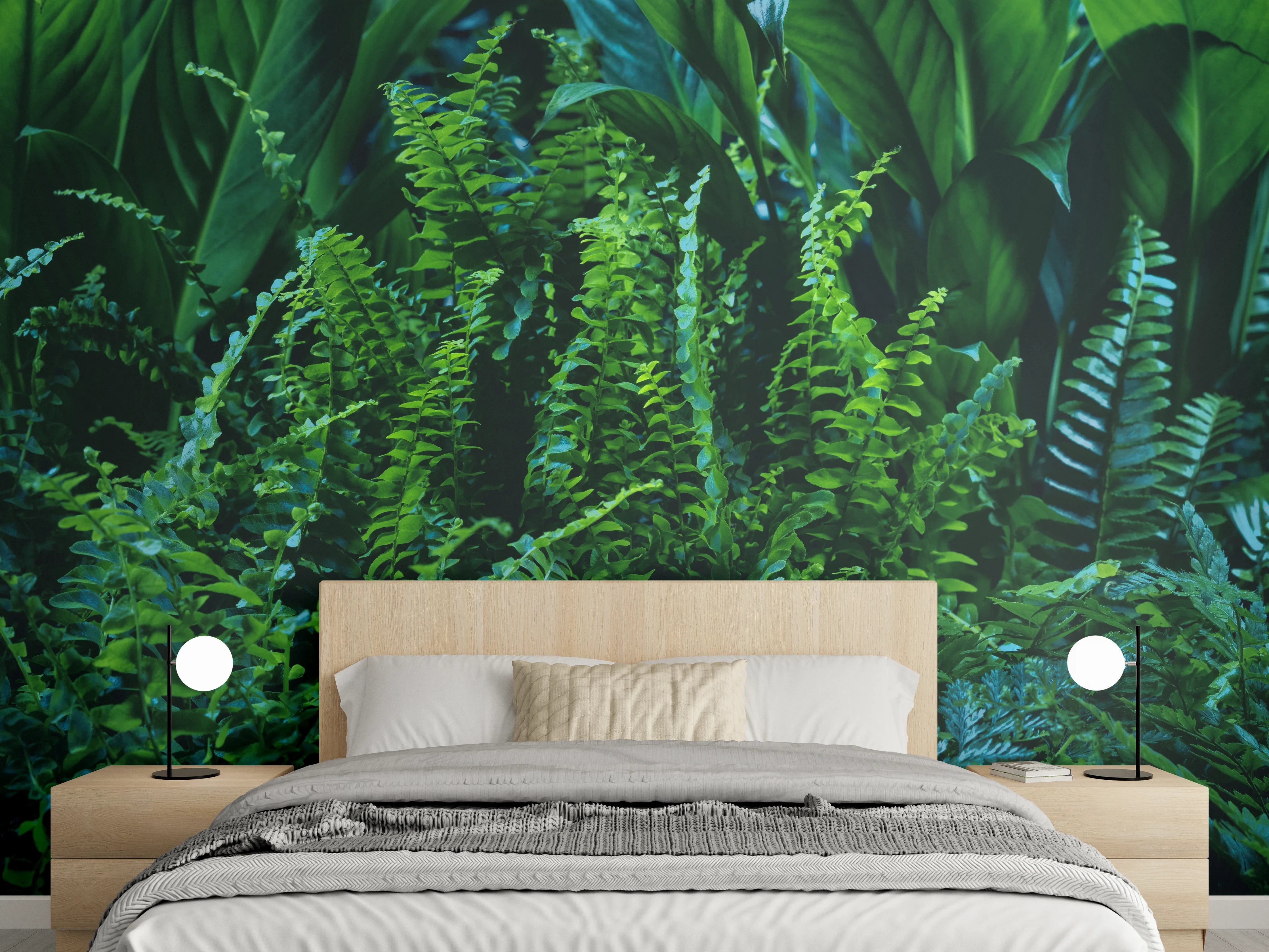Wandverkleidung Schlafzimmer - Grüne Farn Blatt Textur