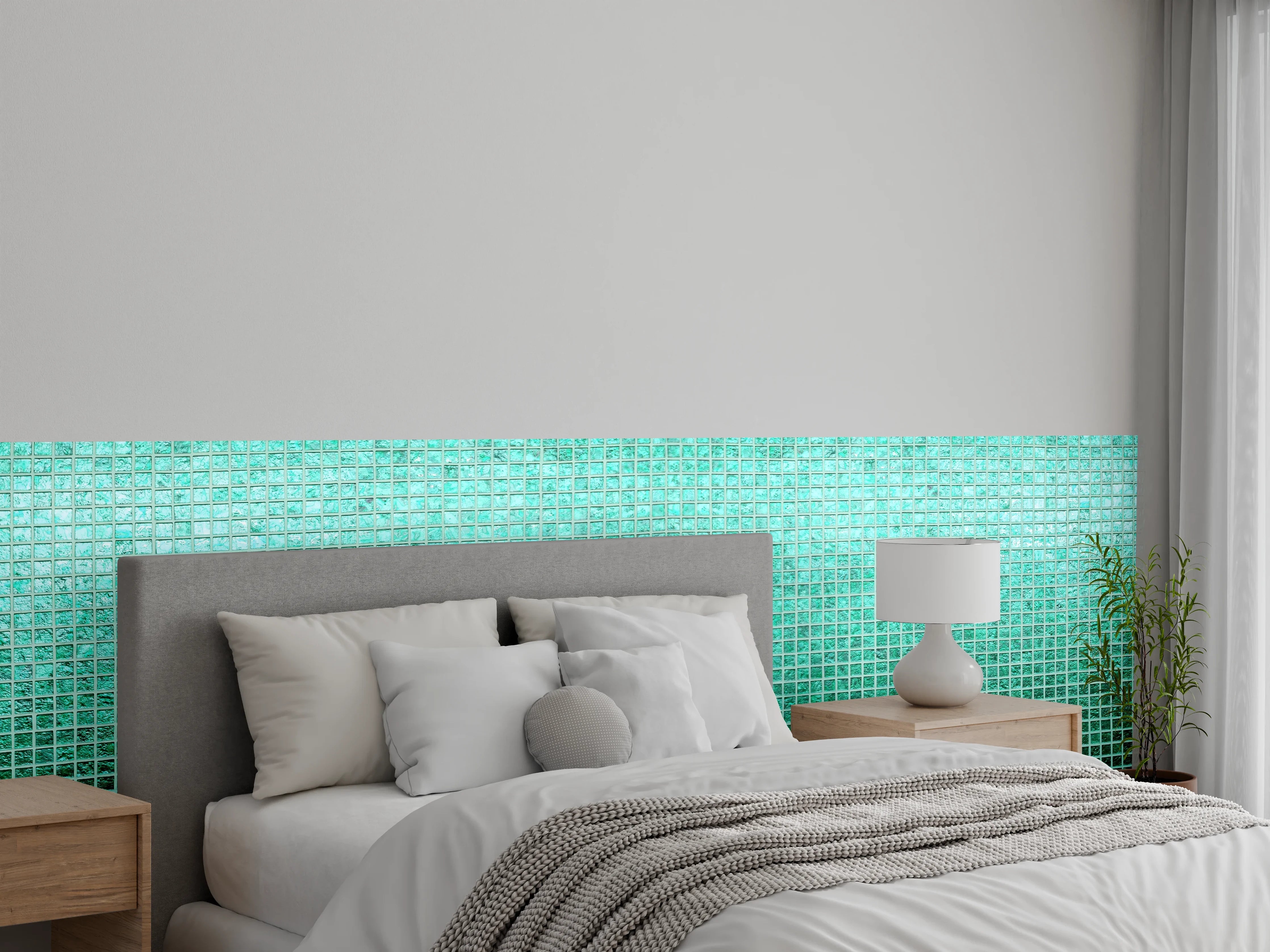 Wandverkleidung Schlafzimmer - Grüne Fliesen Mosaik Textur