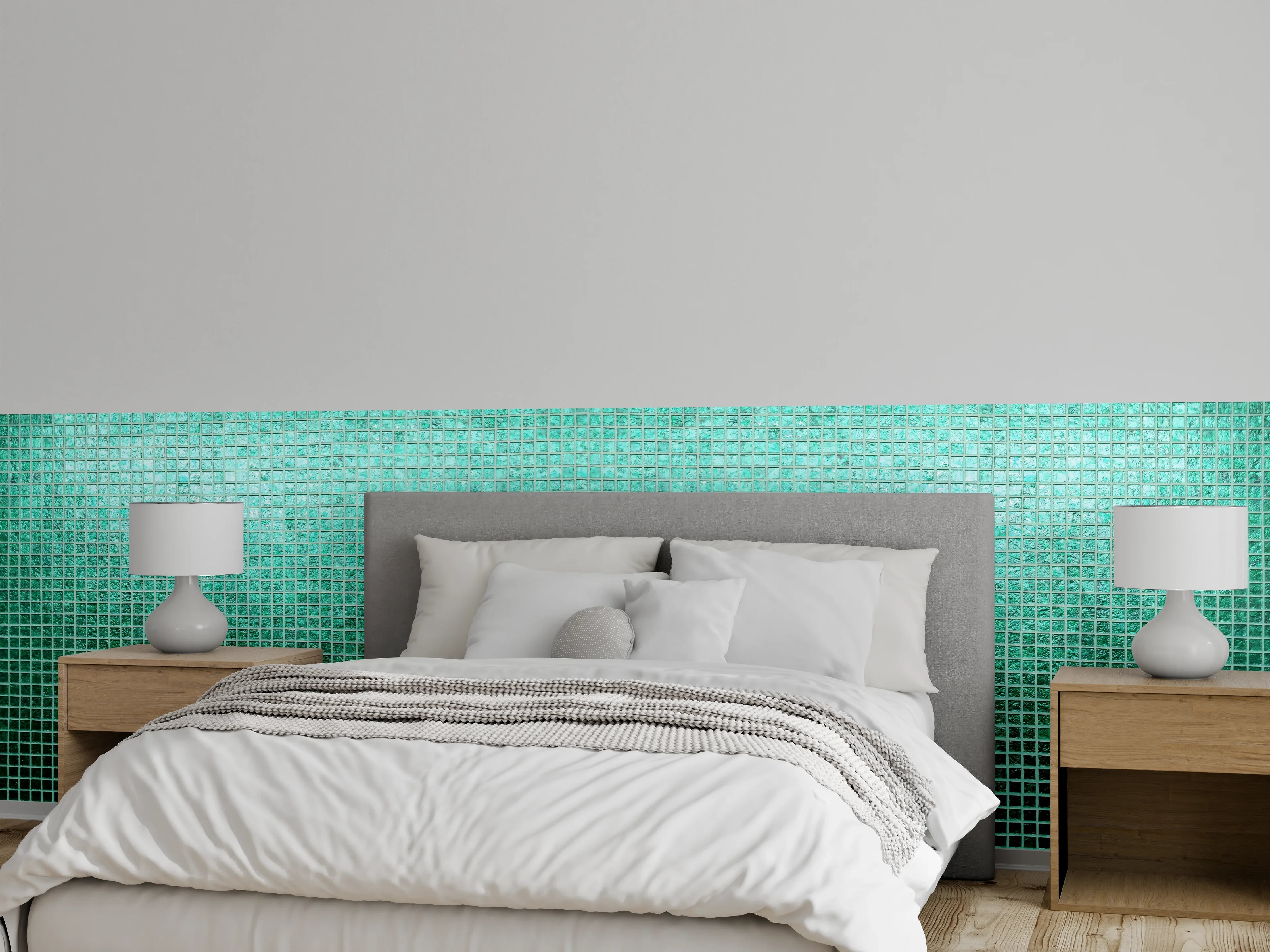 Wandverkleidung Schlafzimmer - Grüne Fliesen Mosaik Textur