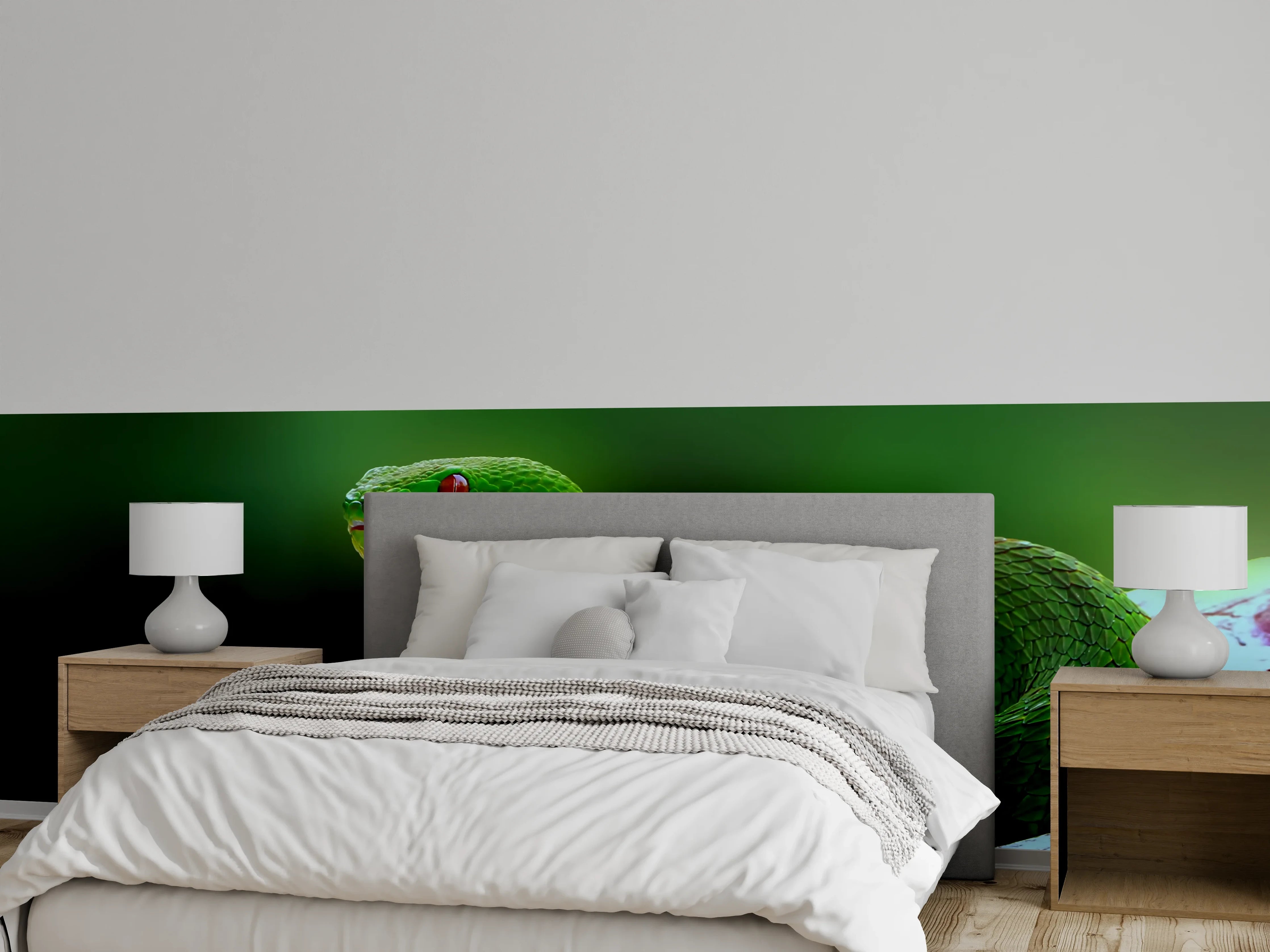 Wandverkleidung Schlafzimmer - Grüne Inselvipernatter